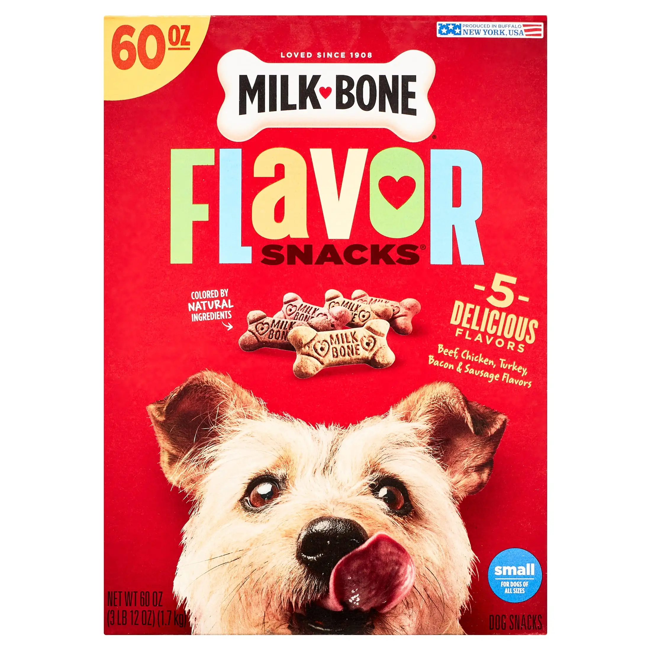 Milk-Bone Flavor Snacks Small Dog Biscuits. Flavored Crunchy Dog Treats. 60 oz