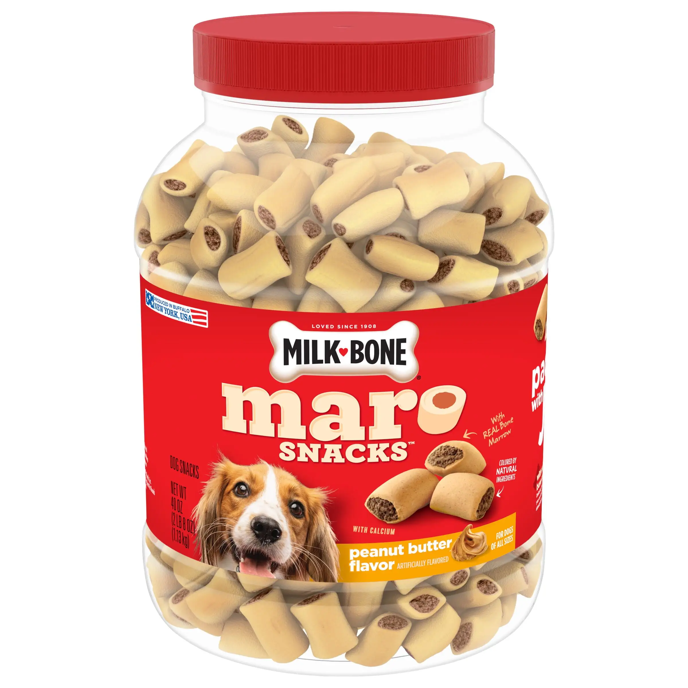 Milk-Bone MaroSnacks Peanut Butter Flavor Dog Treats with Bone Marrow. 40 oz