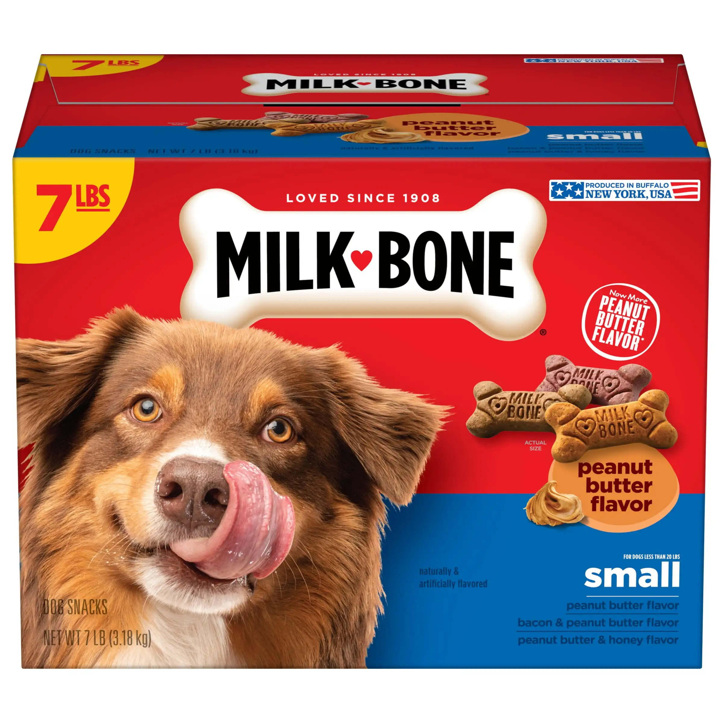 Milk-Bone Peanut Butter Flavor Naturally & Artificially Flavored Dog Biscuits. Crunchy Dog Treats. 7 Pounds