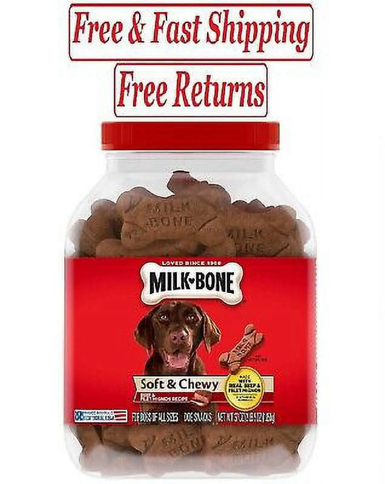 Milk-Bone Soft & Chewy Beef & Filet Mignon Recipe Dog Snacks (37 oz.)