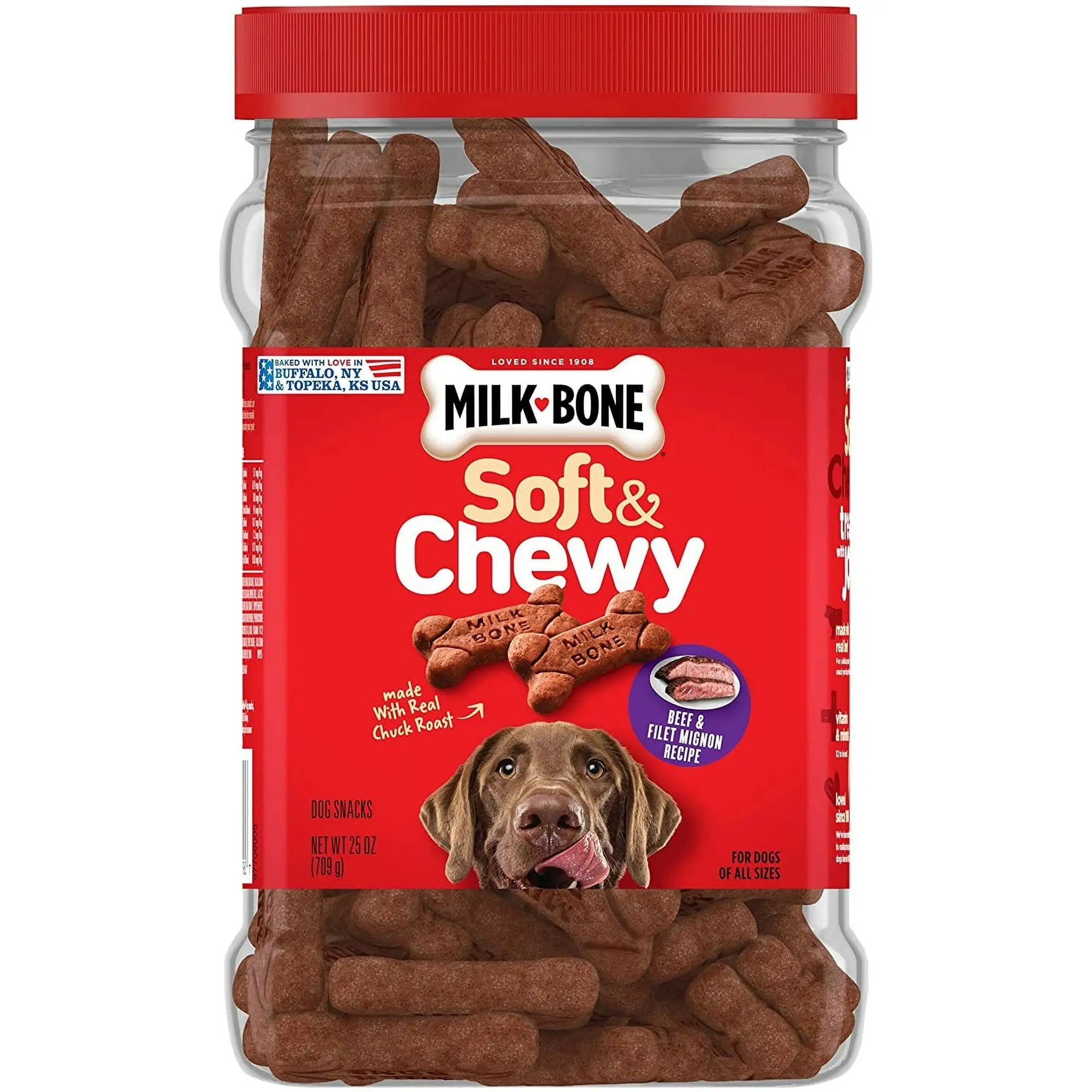 Milk-Bone Soft & Chewy Dog Treats. Beef & Filet Mignon Recipe. 25 Ounces