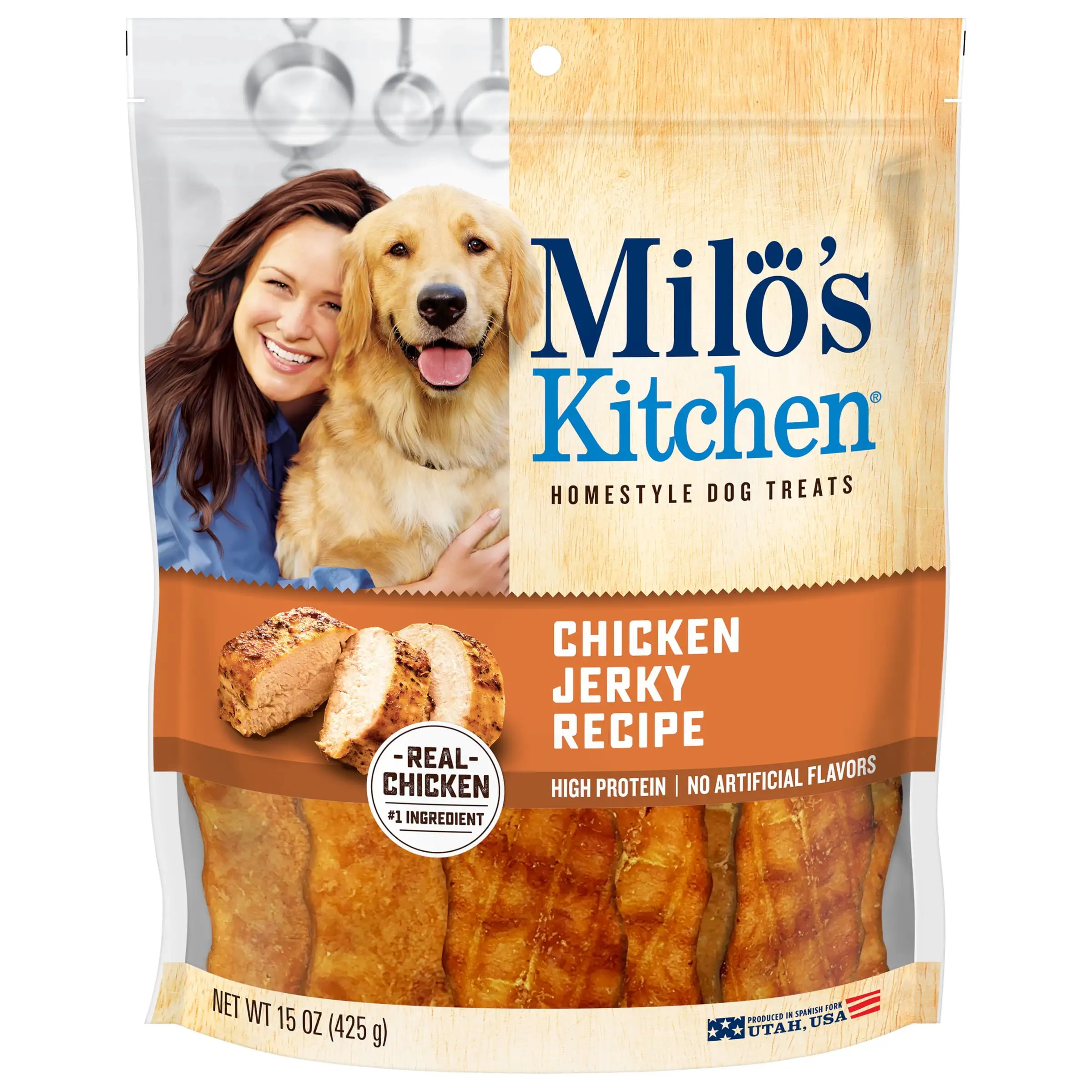 Milo's Kitchen Chicken Jerky Strips Dog Treats. 15-Ounce Bag