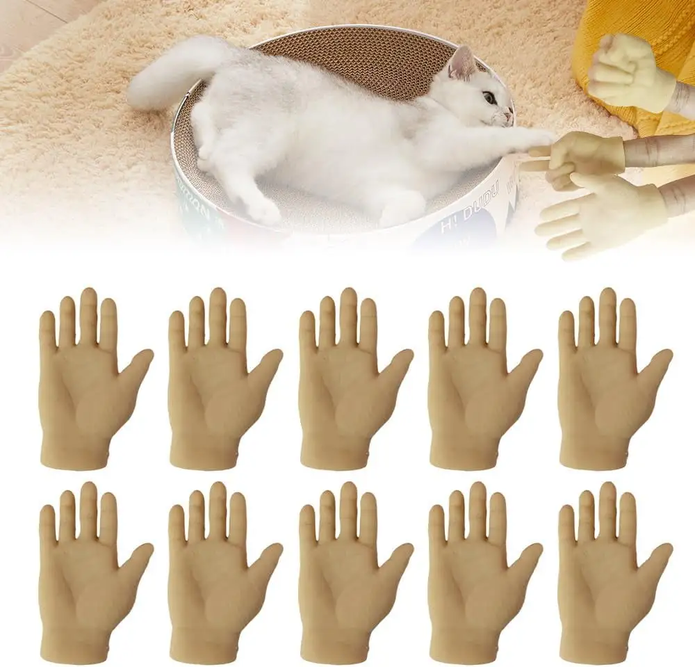 Mini Hands for Cats. 2024 Cat Tiny Human Hands Finger Puppets Tiny Finger Hands Crossed for Cats Massage. 6PCS Pet Funny Fingers Funny Cat Finger Cat Universal Interactive Toy (10PCS-C)