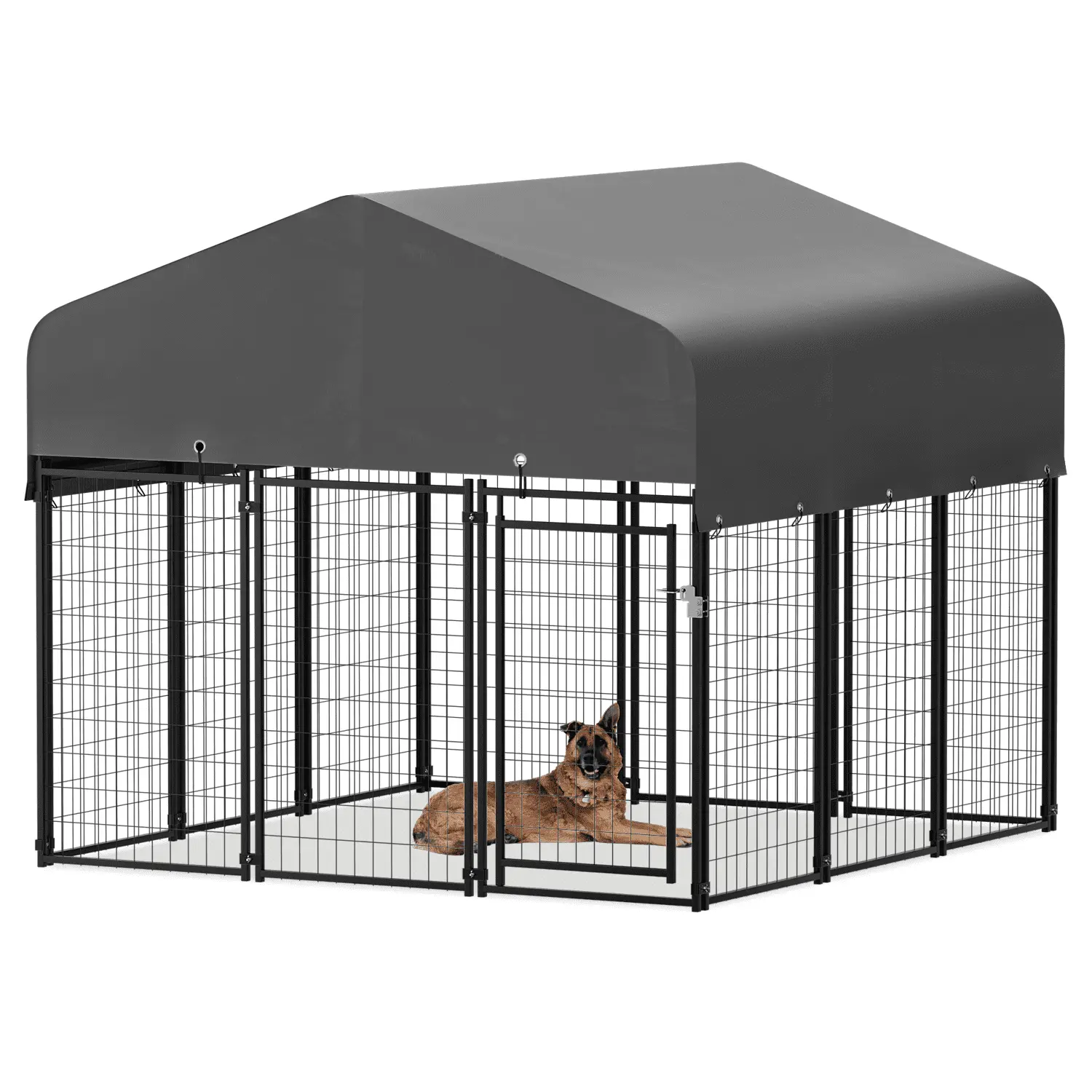 MoNiBloom Large Dog Kennel Outside 7ft x 7.25ft x 6.25ft. 12 Panels Outdoor Dog Pen for Outside with UV Protection Waterproof Cover. Expandable Dog Playpen with Stakes