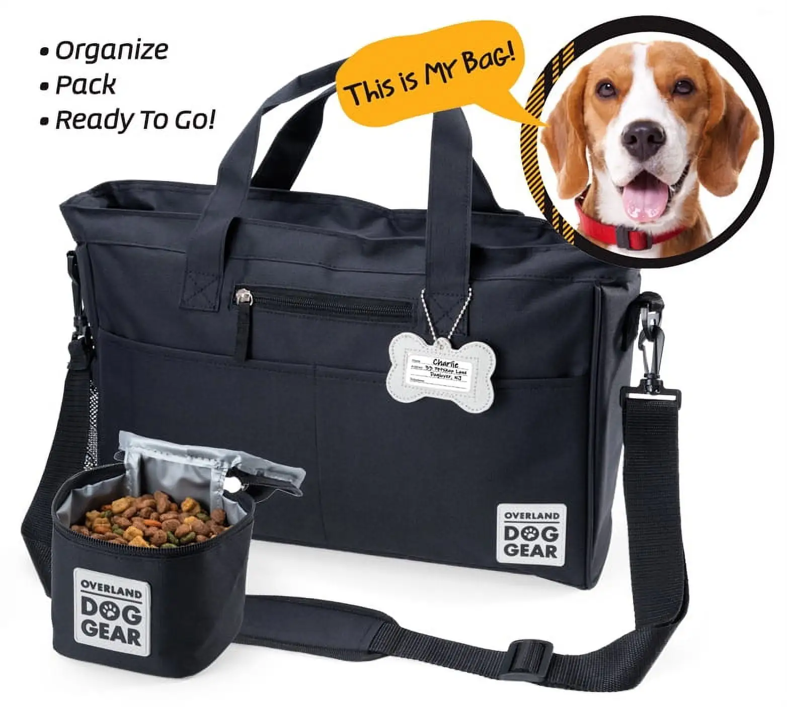 Mobile Dog Gear Day Away Tote Bag. Black