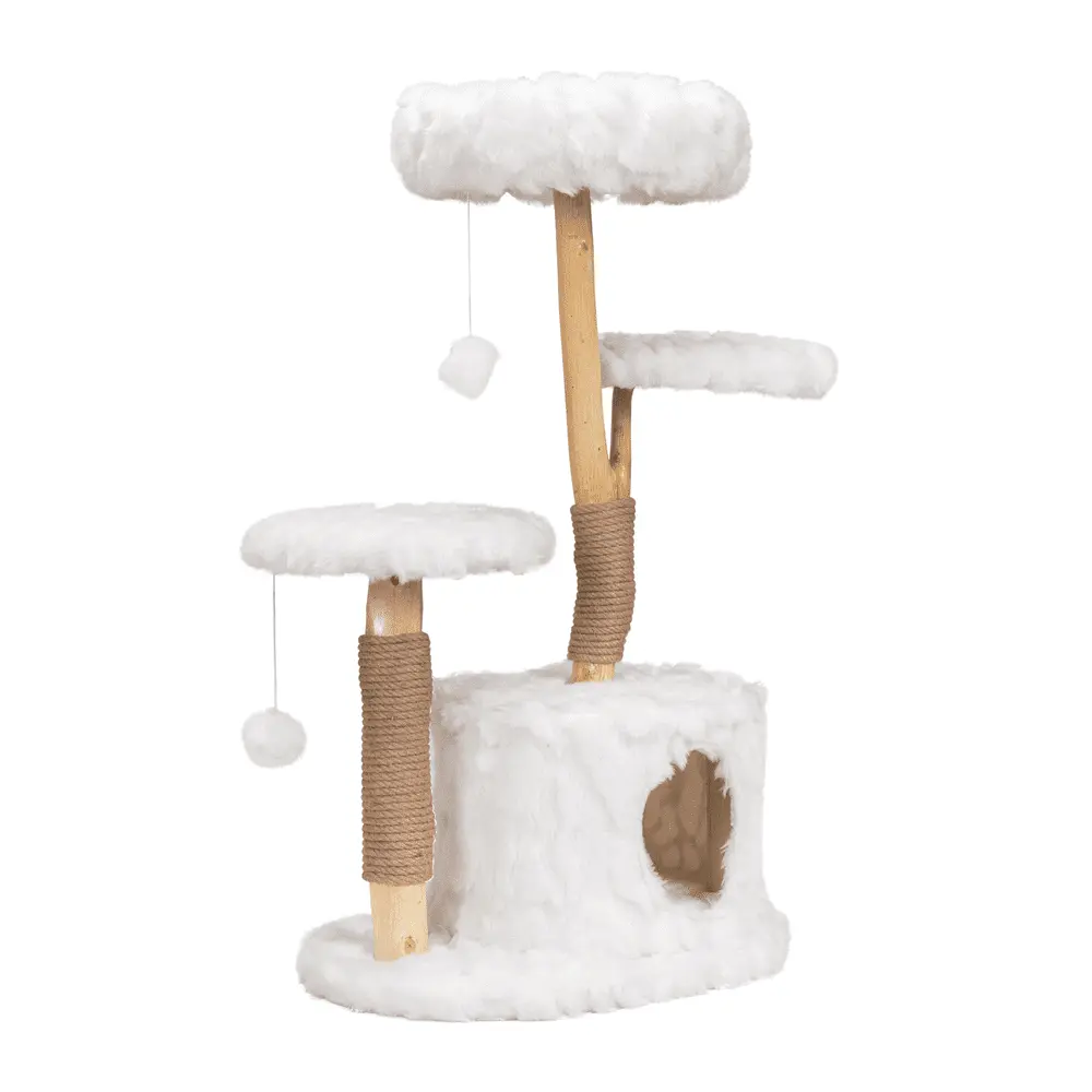 Modern Cat Tree. Natural Branch Cat Tower. Luxury Cat Condo. Indoor Cat Furniture. Kitten Cat Gift. White