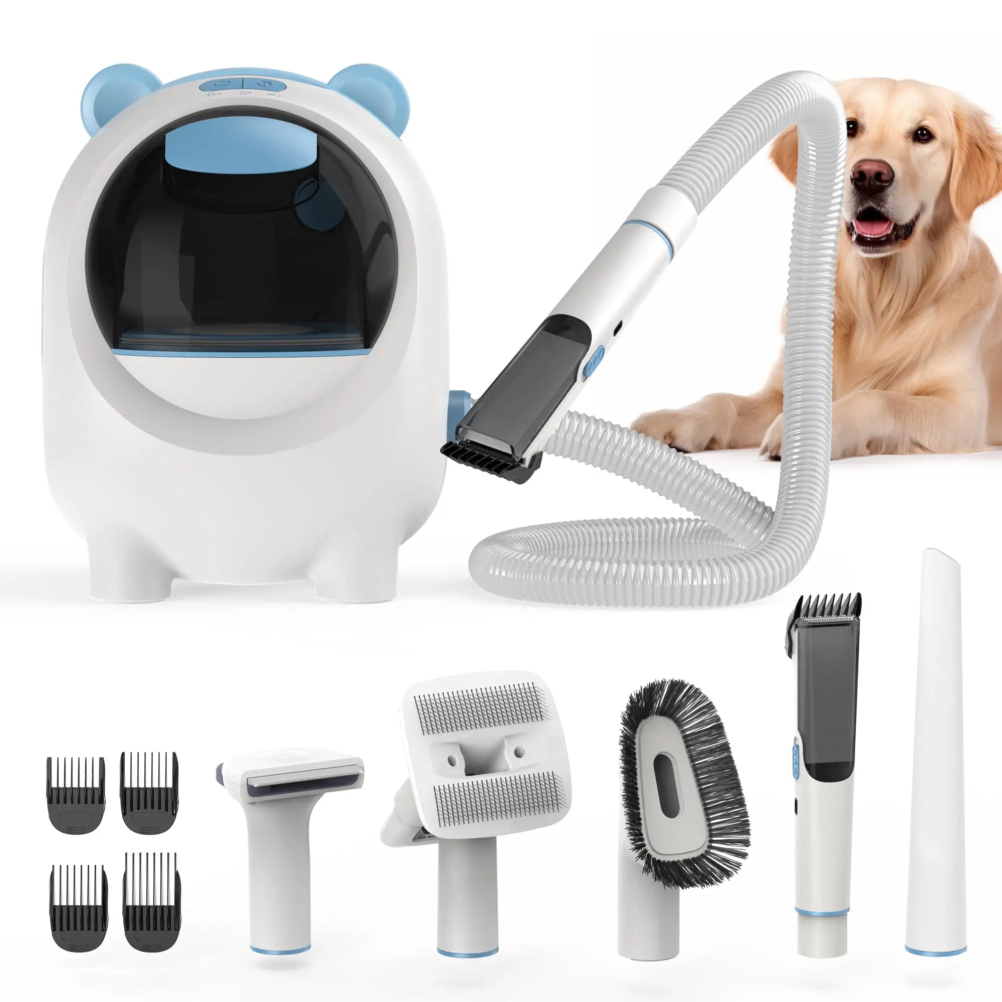 Moosoo Powerful Suction Pet Grooming Vacuum with 5 Dog Grooming Tools for Pets Vacuum. for Shedding Grooming