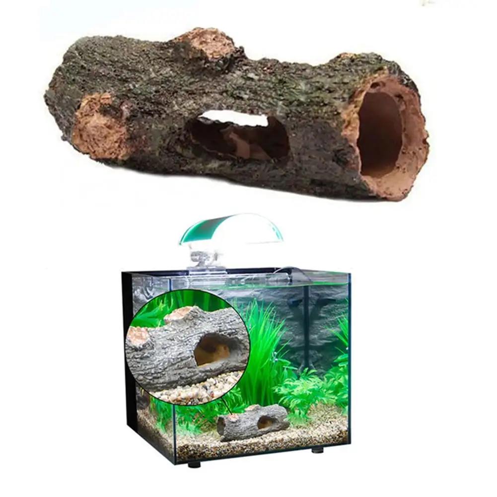 Mulanimo Aquarium Hollow Tree Tunnel Cave Ornament Fish Shrimp Turtle Hiding Shelter Fish Tank Decorations Accessories