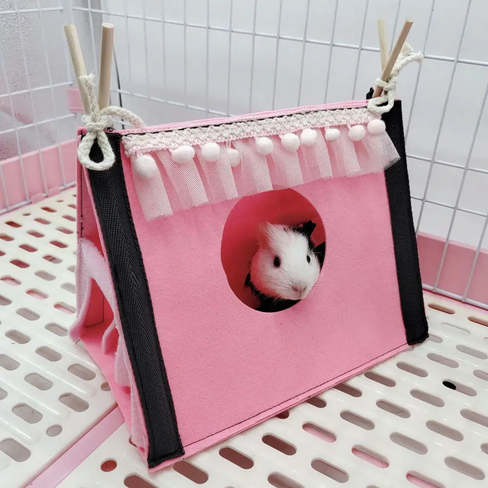 Mulanimo Pet Rabbit Tent House Hideout Hamster Nest Corner Hideaway for Squirrel Gliding Chinchilla Guinea Pig