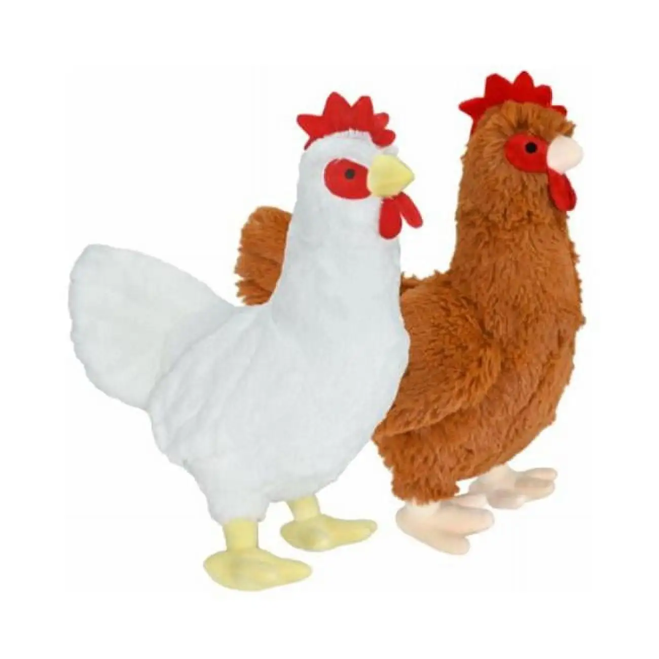 Multipet International 116361 12 in. Plush Chicken Dog Toy. Brown & White - Pack of 3