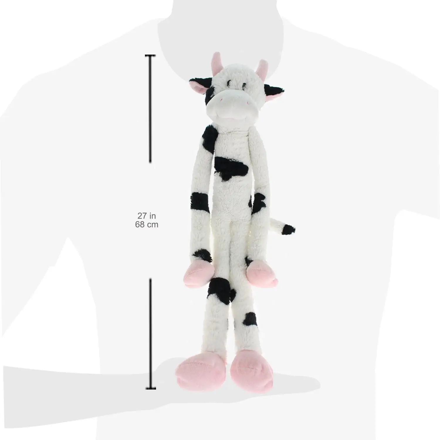 Multipet Swingin' Slevins Cow Plush Dog Toy. Extra Long. Extra Squeakers