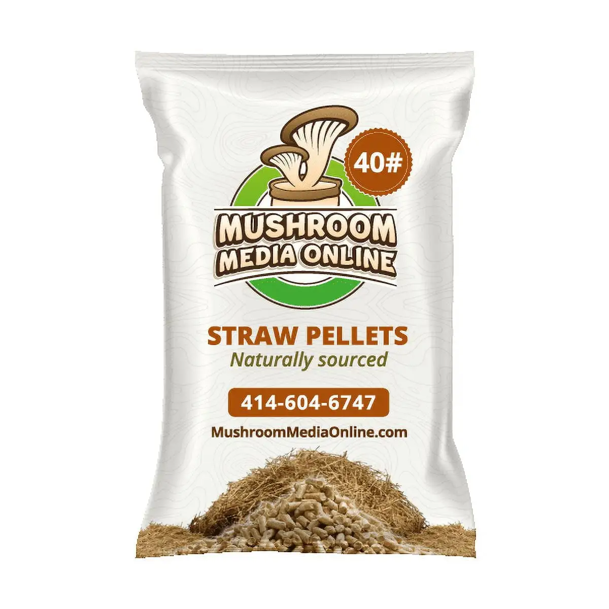 MushroomMediaOnline Wheat Straw Pellets - Great for Mushroom Growing Substrate. Animal Bedding. Litter - High Absorption; 40 Pounds