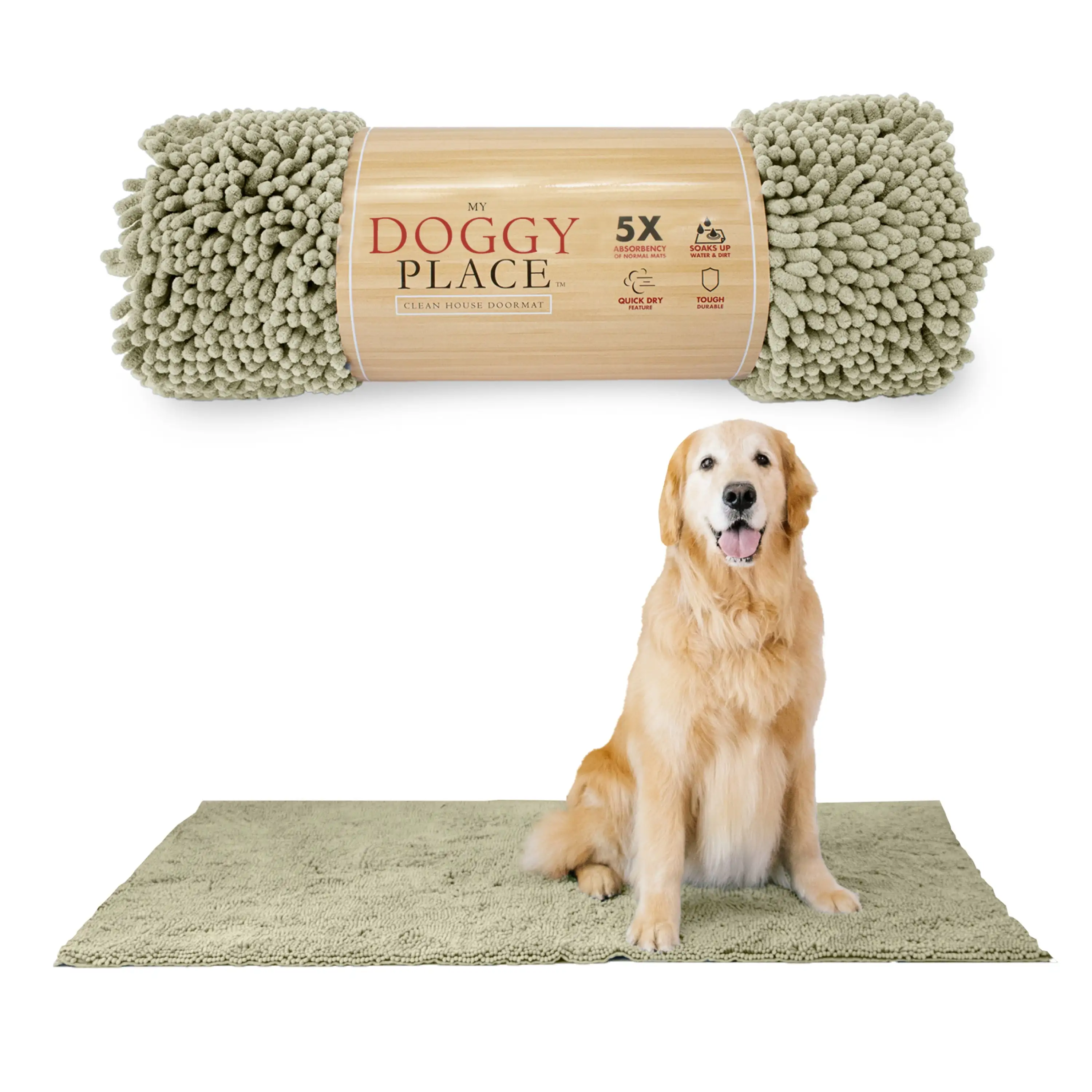 My Doggy Place Microfiber Dog Door Mat. Washable Dog Mat for Muddy Paws