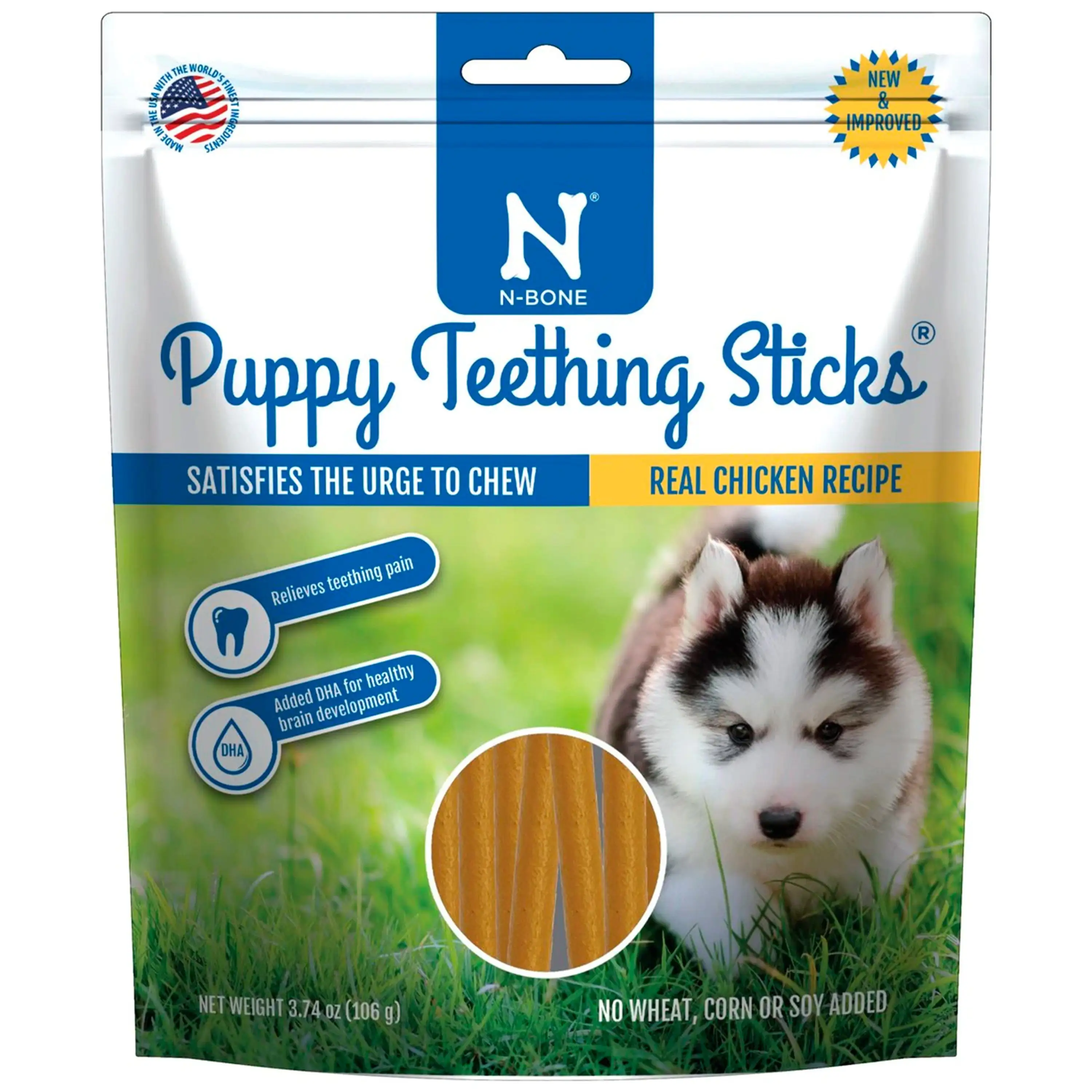 N-Bone Puppy Teething Treats-Chicken Flavor 3.7oz