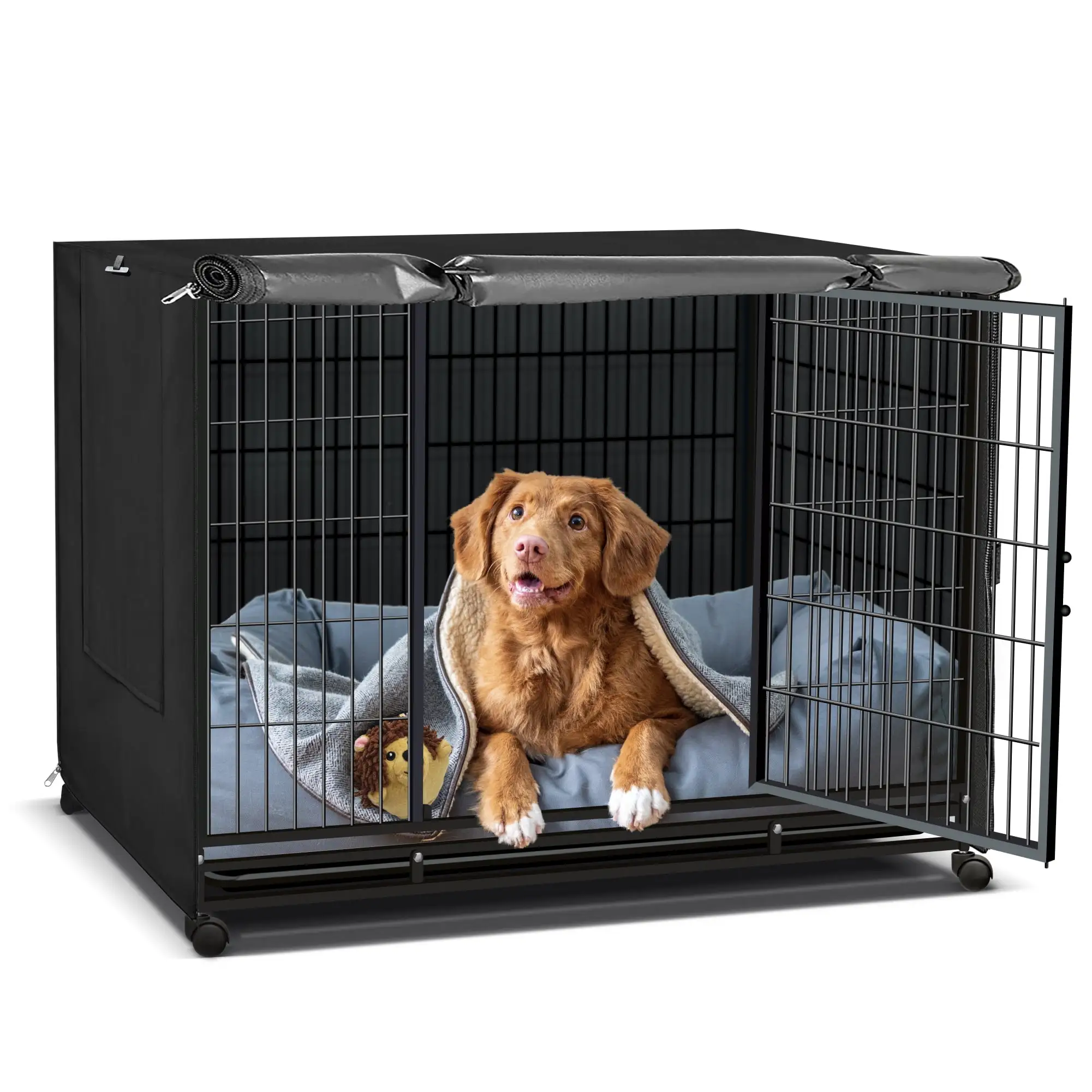 NEH Dog Crate Cover. Waterproof Crate Cover Outdoor Indoor. Large Dog Crate Cover. Universal Fit Wire Crate Cover. Breathable Privacy Kennel Cover - Fits Pet Crates 42L x 28W x 30H