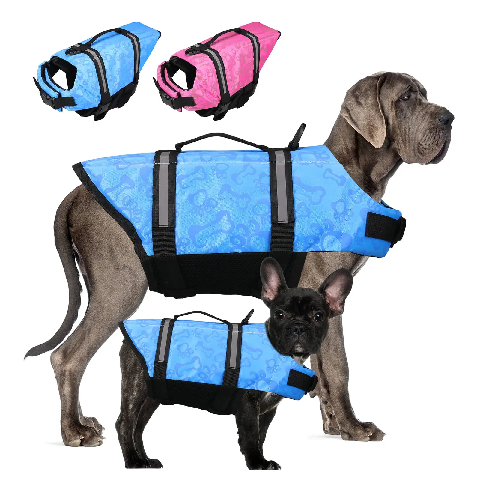 NEWEEN Dog Life Jackets Dog Life Vests for Swimming Beach Boating with High Buoyancy Dog Flotation Vest for Small/Medium/Large Dogs. Pink. M