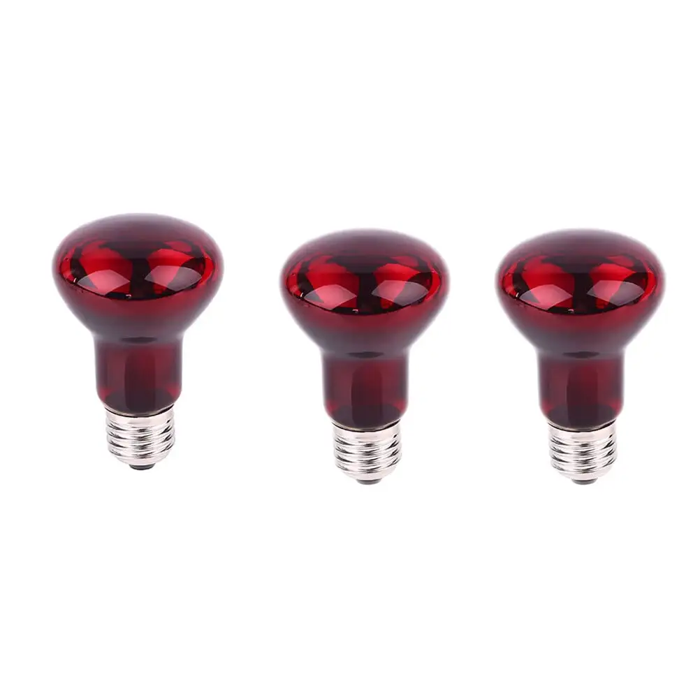 NUOLUX 3Pc E27 220-240V Heating Lamp Light Heating Emitter Lamp for Lizard Aquarium Snake Pet (Red)