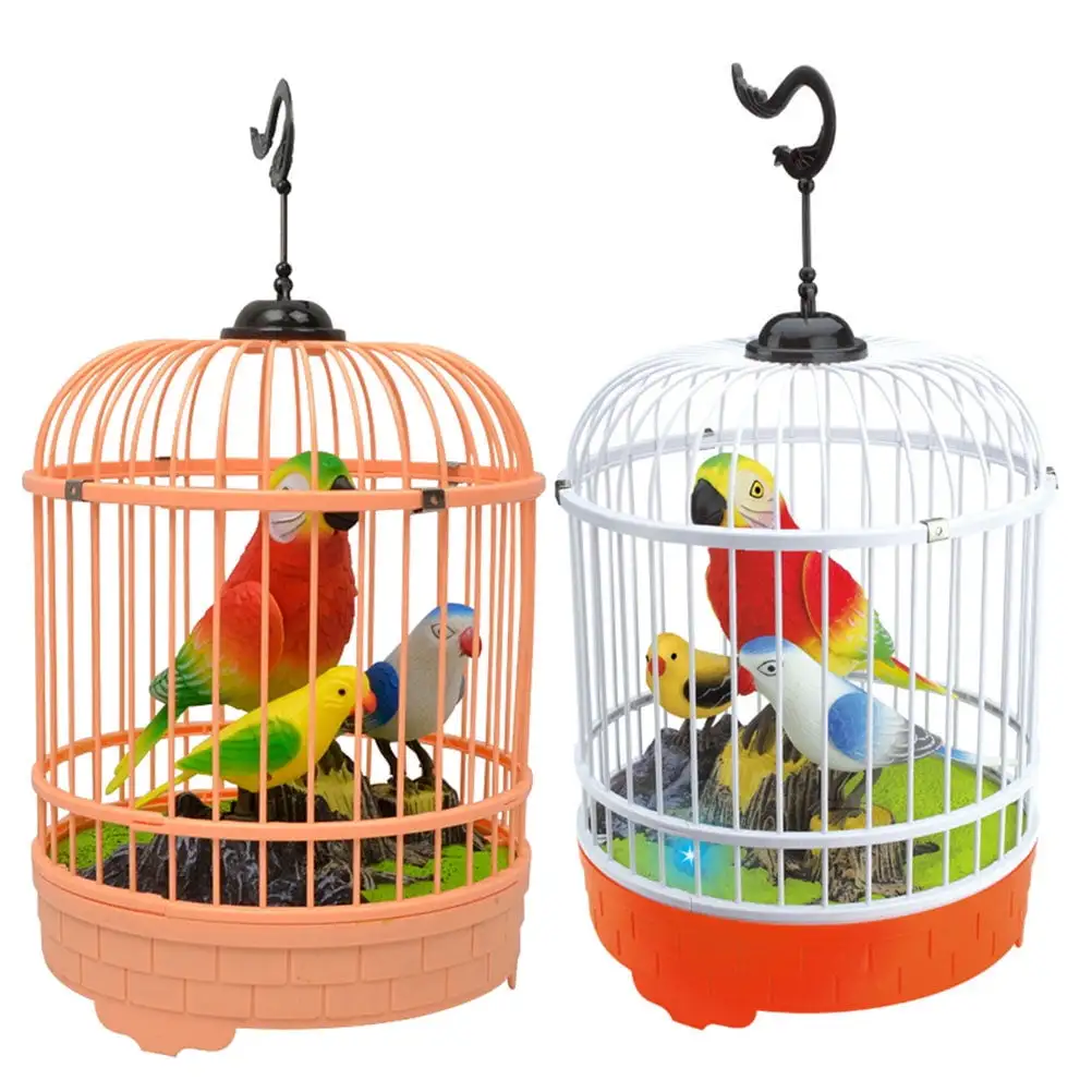 NUOLUX Bird Parrot Cage Control Birdcage Voice Electric Pet Electronic Singing ing Kids Statue Branch Animal Record