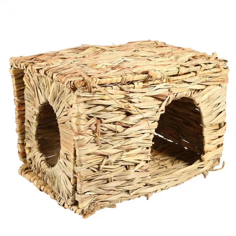 NUOLUX Natural Hand-made Grass Hut Bed House Straw Grass Bird Cubby Nest Cage For Bunny Rabbit Hamster Gerbil Chinchillas