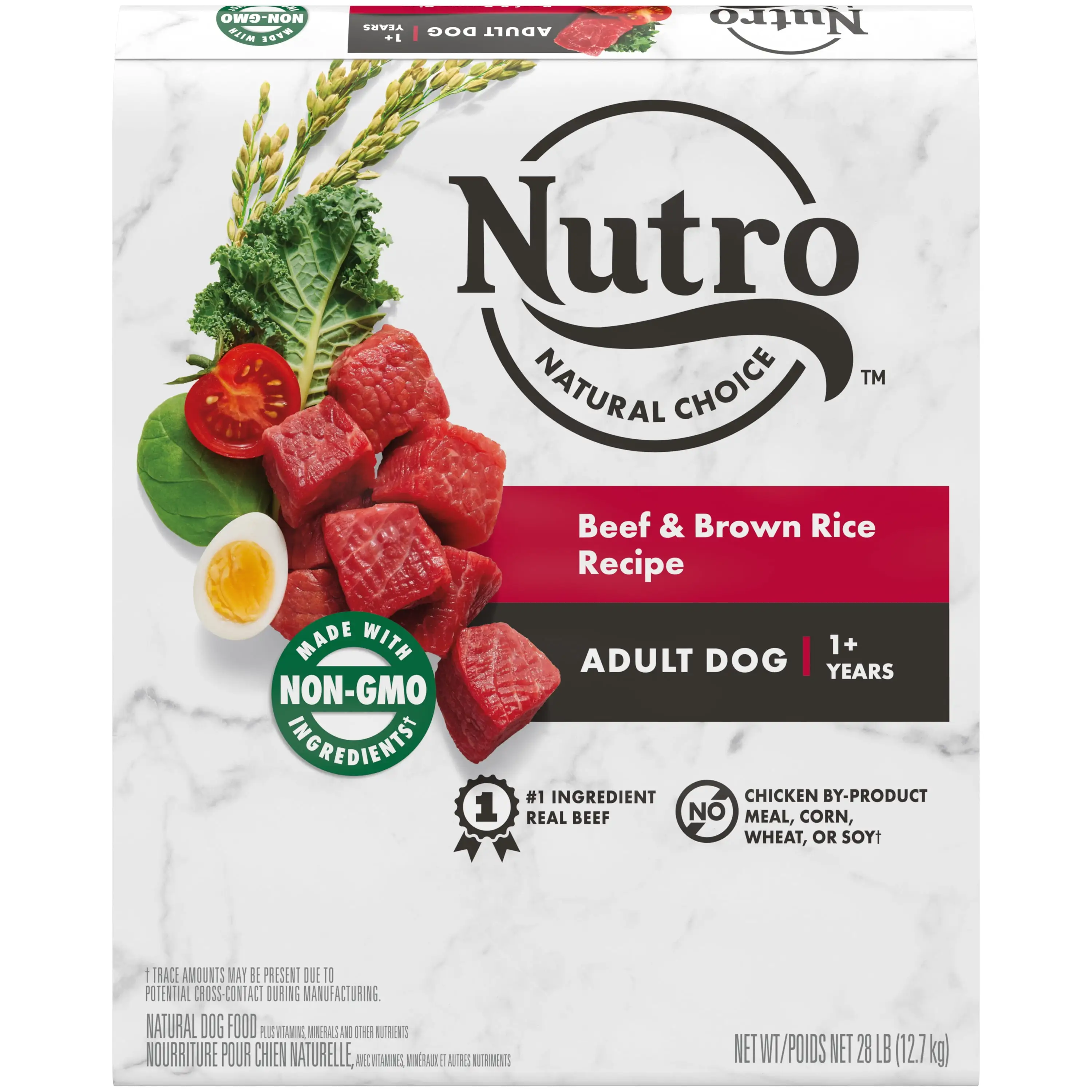 NUTRO NATURAL CHOICE Adult Dry Dog Food. Beef & Brown Rice Recipe Dog Kibble. 28 lb. Bag