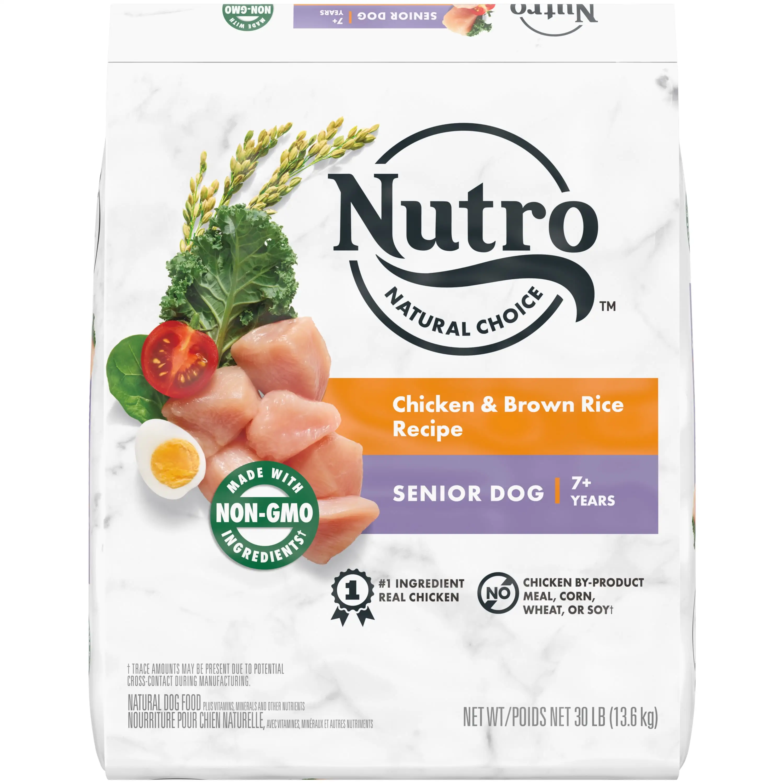 NUTRO NATURAL CHOICE Senior Dry Dog Food. Chicken & Brown Rice Recipe Dog Kibble. 30 lb. Bag