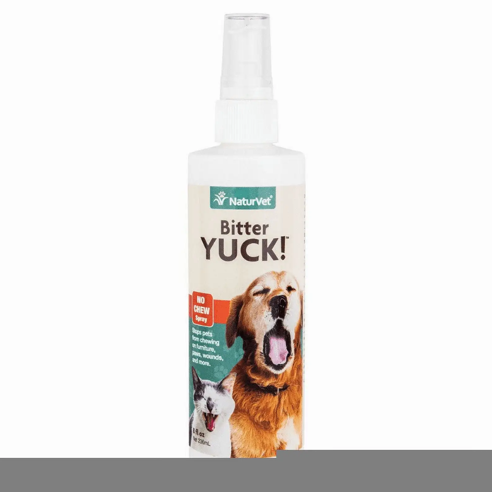 NaturVet Bitter Yuck - No Chew Training Aid ?C Deters Pets from Chewing on Furniture. Paws. Wounds & More ?C Water Based Formula Does Not Sting or Stain ?C 8oz - for Cats & Dogs