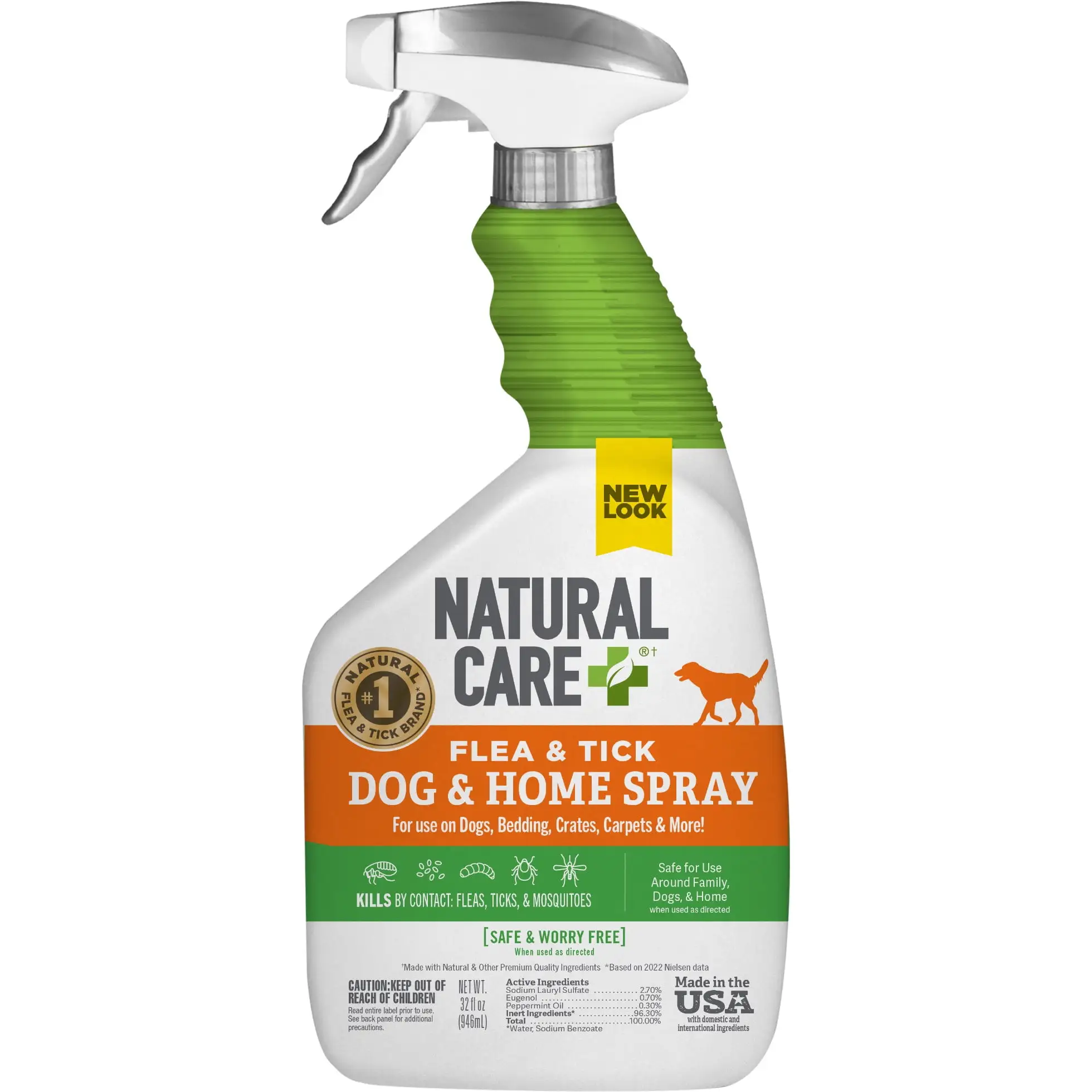 Natural Care Flea and Tick Repellent Spray for Dogs. Cats and Home - 32oz.