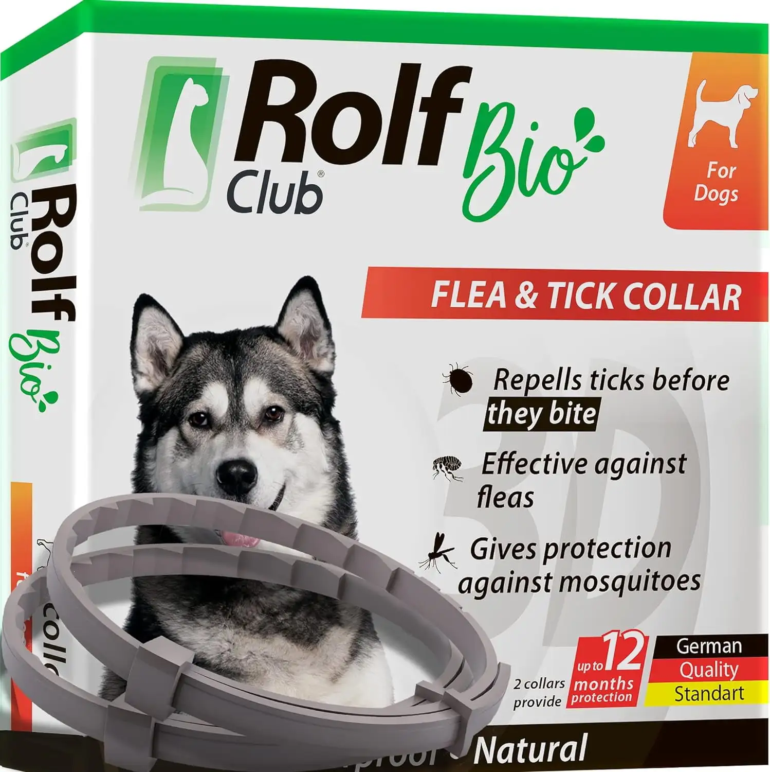 Natural Flea & Tick Collar for Dogs - 6 Months Control of Best Prevention & Safe Treatment - Anti Fleas and Ticks Essential Oil Repellent (1 Pack. 2 Count)