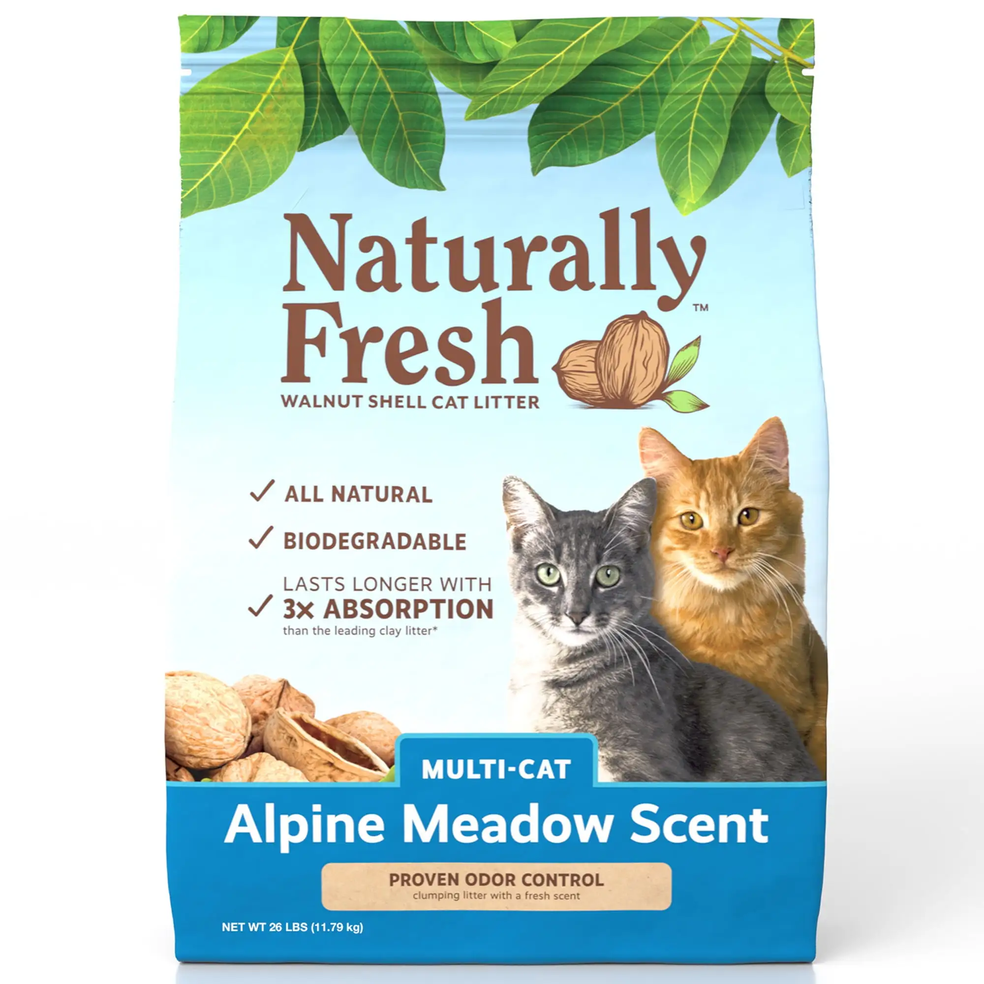 Naturally Fresh Walnut-Based Alpine Meadow? Scent Multi-Cat Quick-Clumping Cat Litter 26 lb. Bag