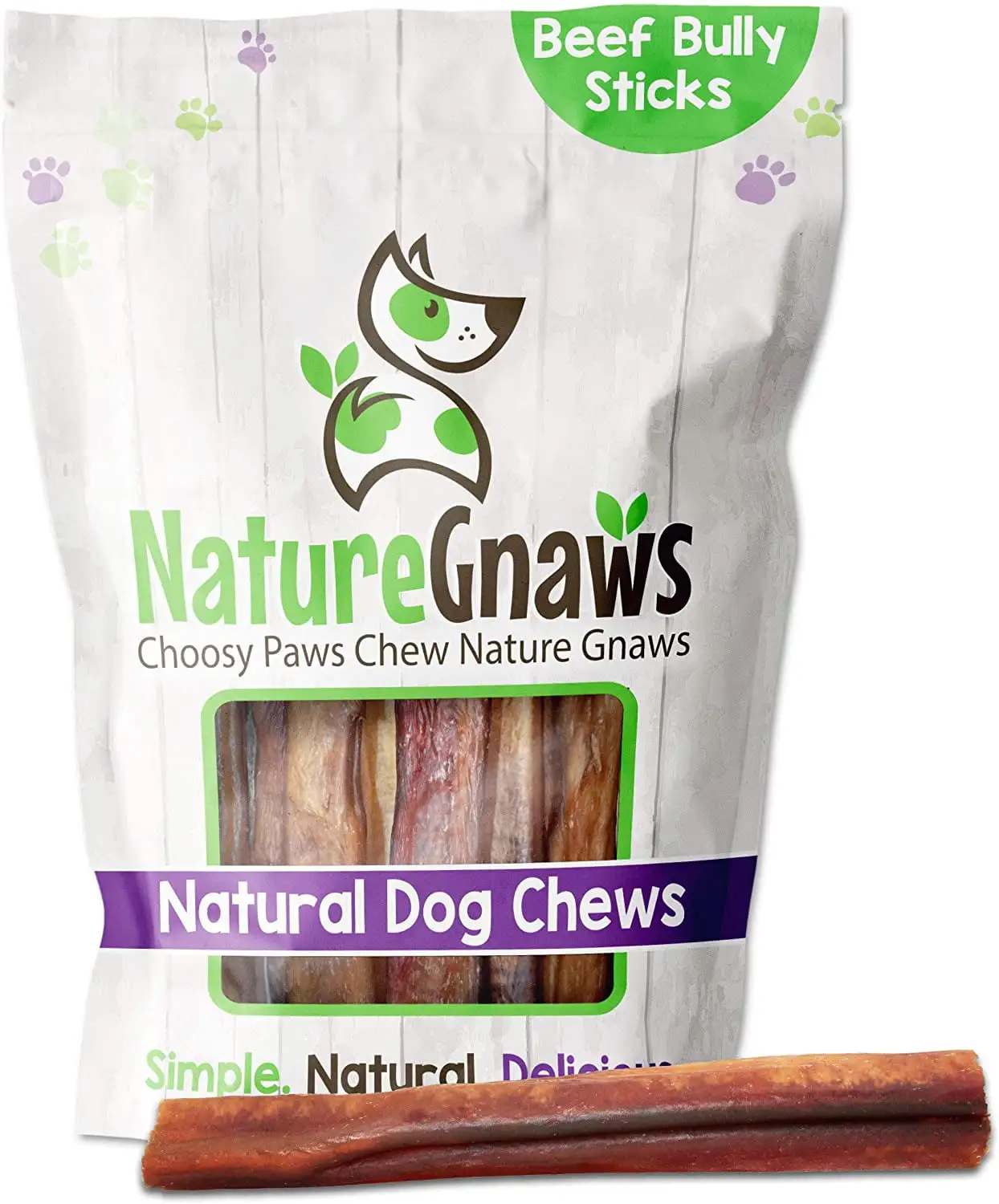 Nature Gnaws Natural Mixed Beef Bully Sticks for Dogs 5-6 (1 lb) Rawhide-Free Pet Chew Treats