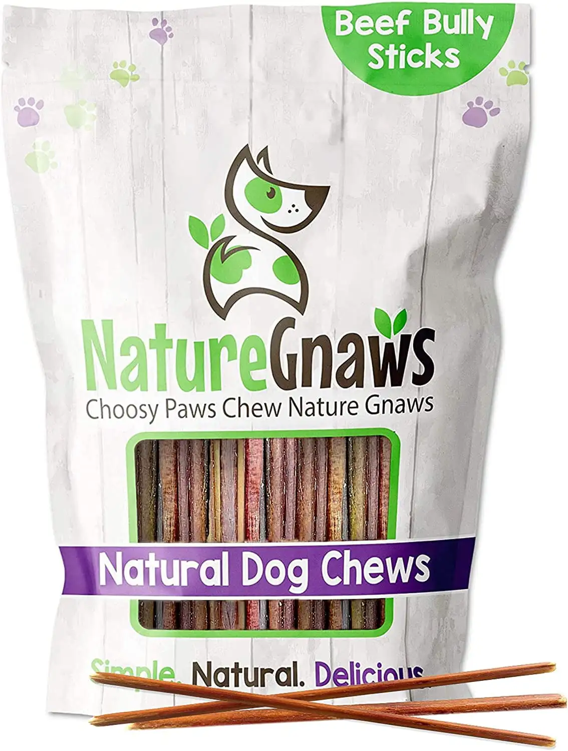 Nature Gnaws Natural Super Skinny Beef Bully Sticks for Dogs 5-6 (15 Count) Rawhide-Free Pet Treats