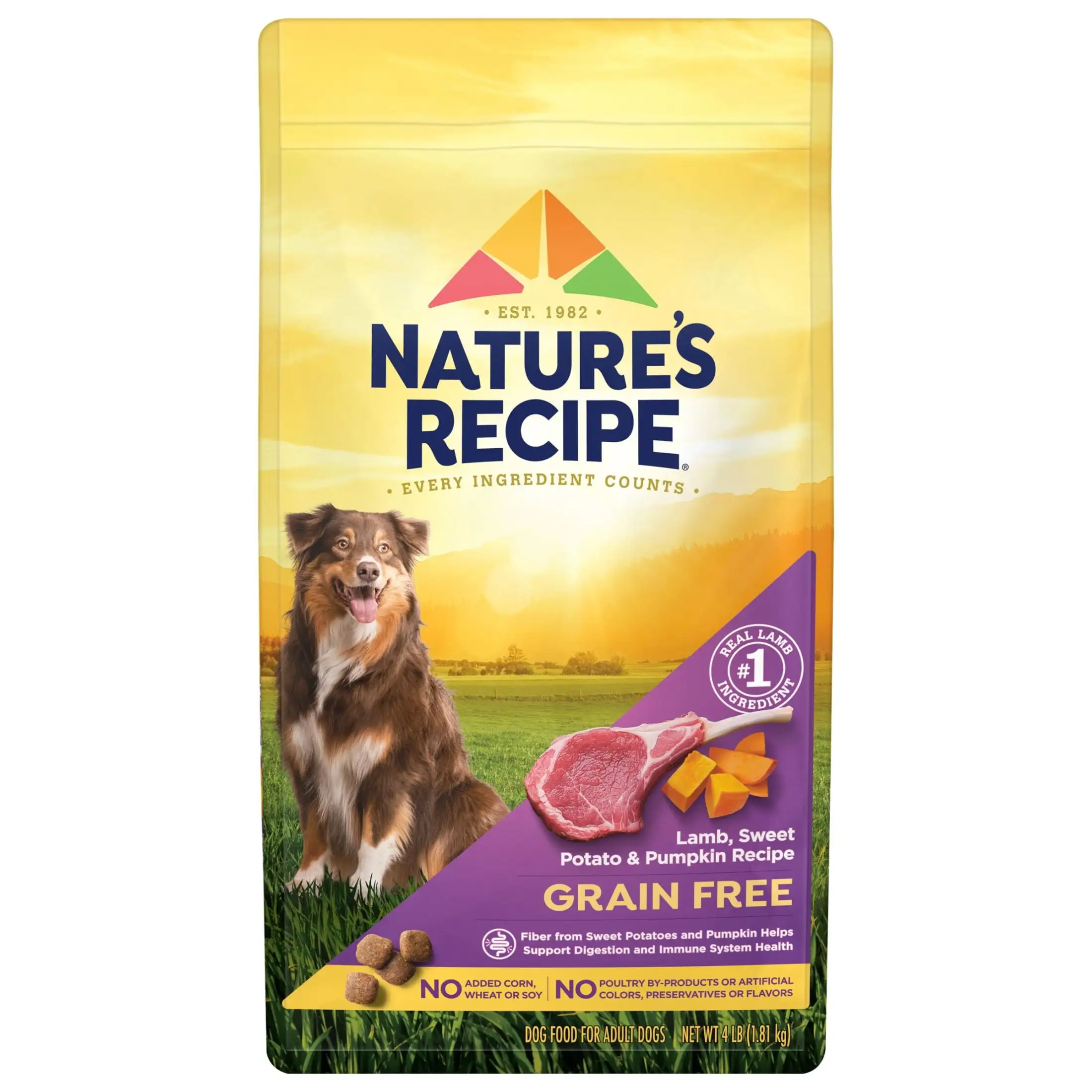 Nature??s Recipe Dry Dog Food. Grain Free Lamb. Sweet Potato & Pumpkin Recipe. 4 lb. Bag