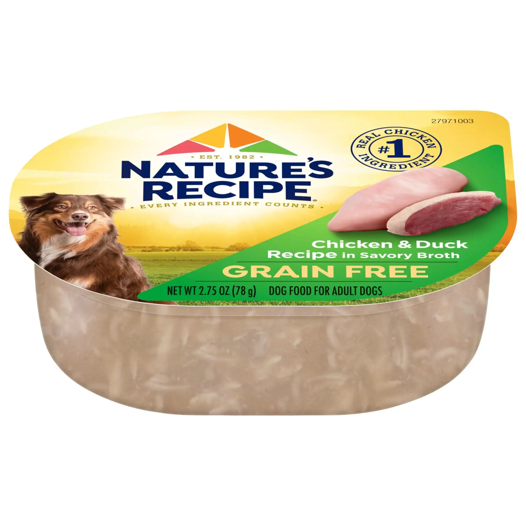 Nature's Recipe Grain Free Chicken & Duck Recipe in Savory Broth Wet Dog Food. 2.75 oz. Cup