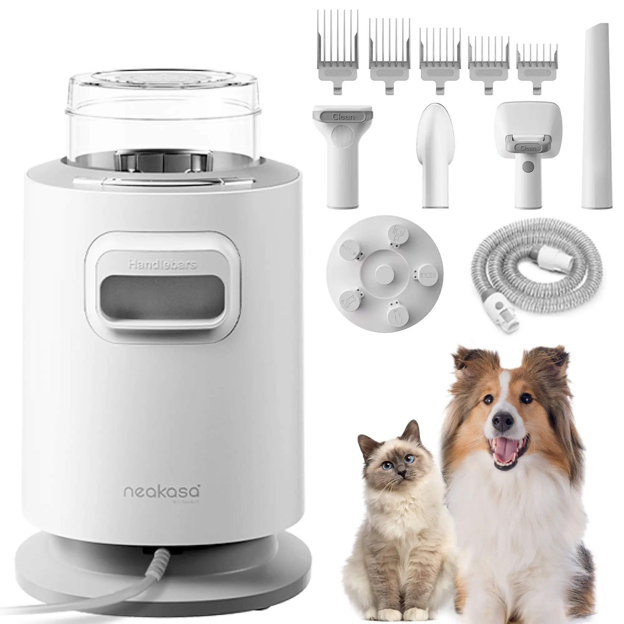 Neakasa P0 Lite Pet Grooming Kit & Vacuum Suction 99.7% Pet Hair for Cats with 4 Pet Grooming Tools. Low Noise Pet Hair Remover for Cats/Dogs