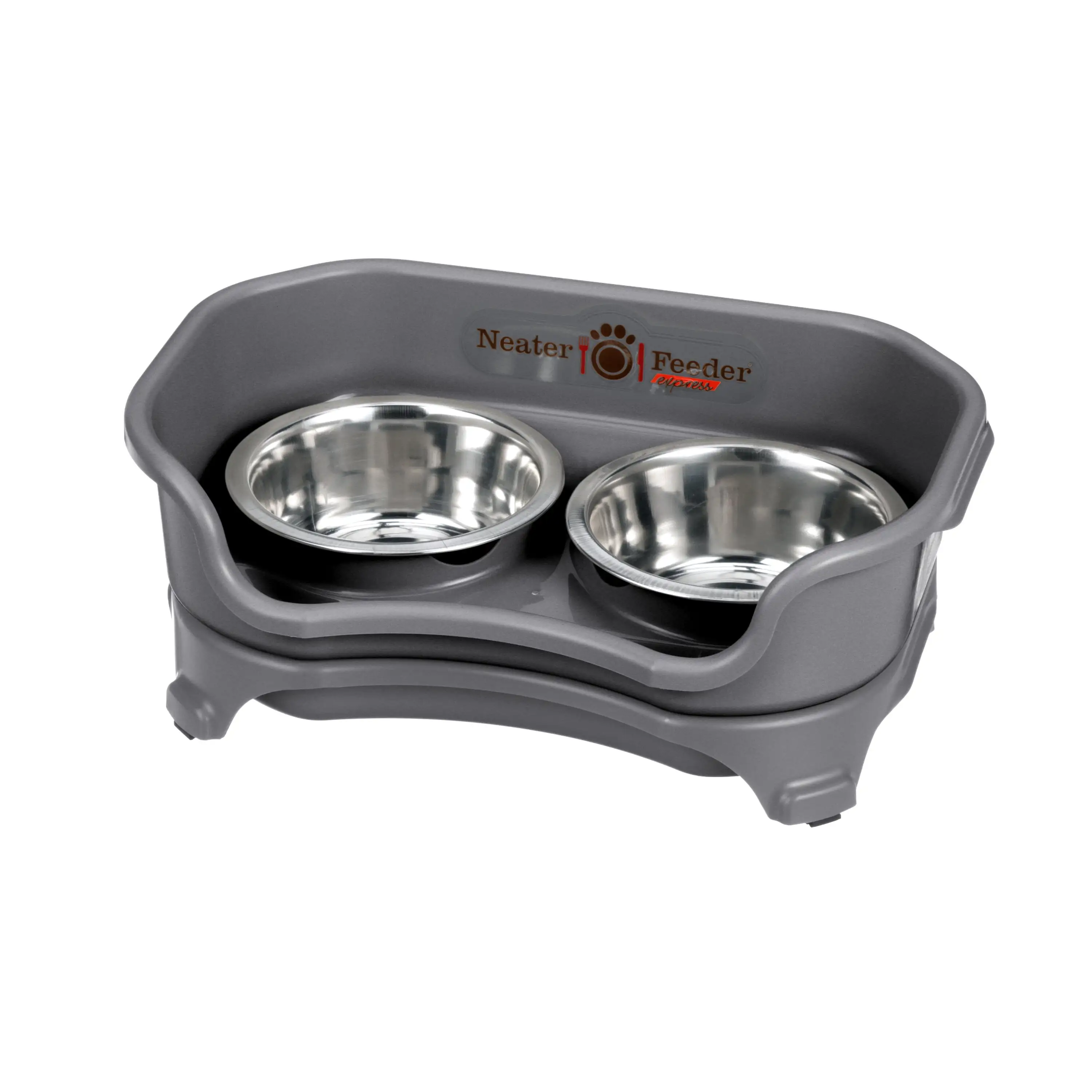 Neater Pets Neater Feeder Express Mess-Proof Elevated Food & Water Bowls for Small Dogs. Gunmetal