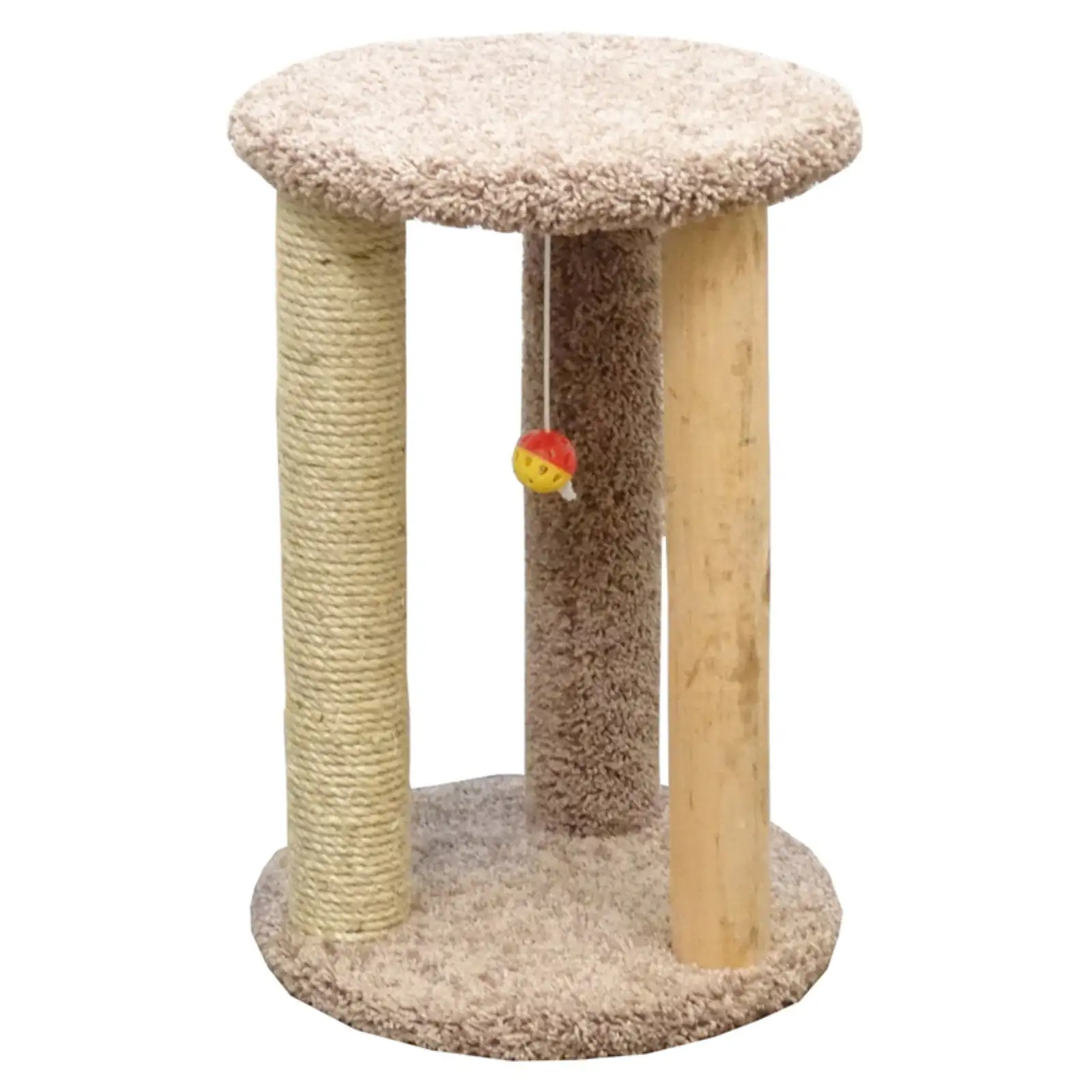 New Cat Condos Premier Round Multi Scratcher-Color:Beige