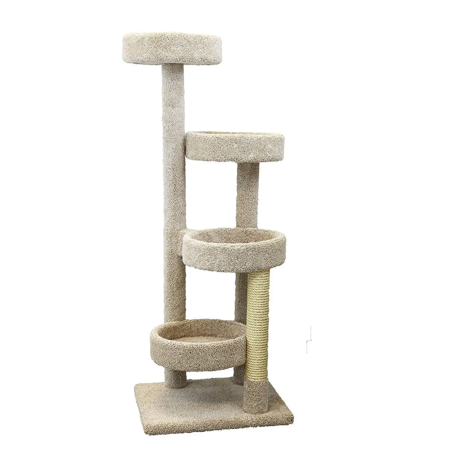 New Cat Condos Solid Wood Large Cat Playground-Color:Beige