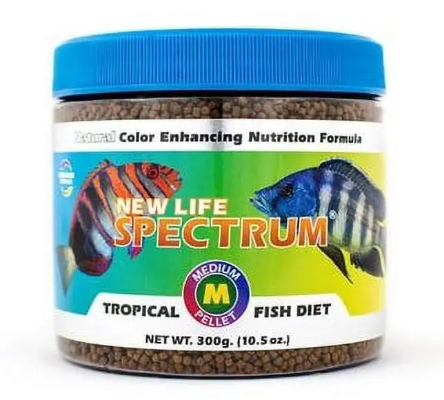 New Life Spectrum Tropical Fish Diet Fish Food Pellets. Medium (2-2.5mm). 10.5 oz