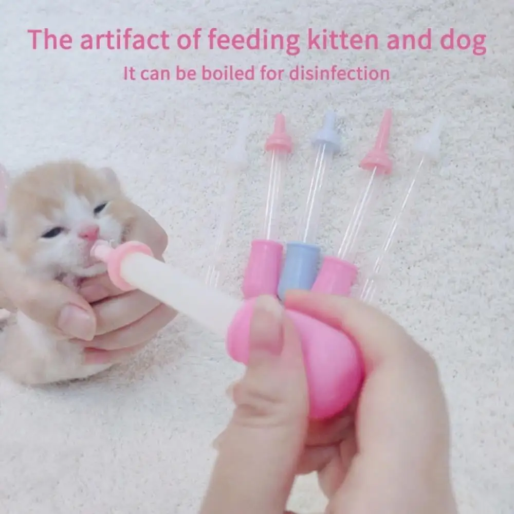 Newborn Cat Drinking Bottle Puppy Kitten Medicine Feeder/Feeding Bottle Set Bady Pet Nursing Milk Feeder with Cleaning Brush