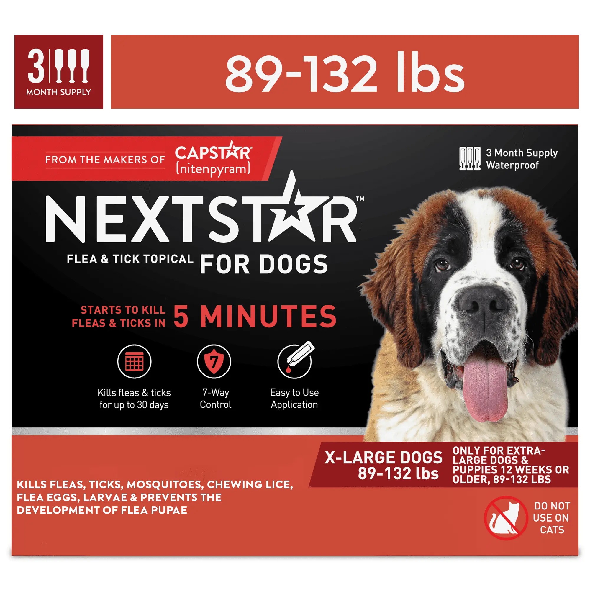 NextStar Flea & Tick Topical Prevention for Extra Large Dogs 89-132 lbs. 3-Month Supply