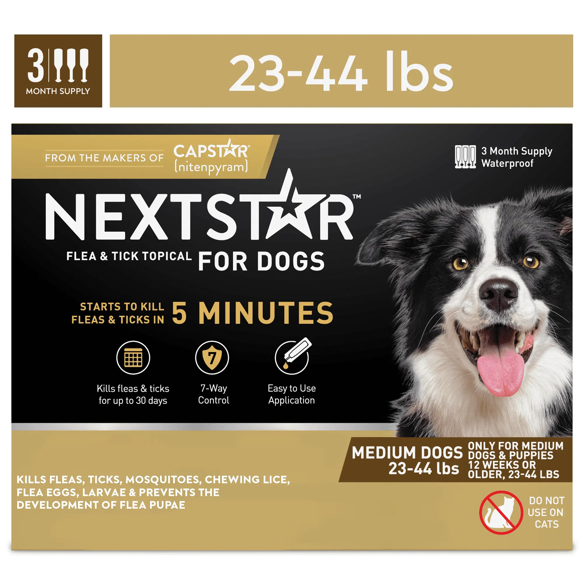 NextStar Flea & Tick Topical Prevention for Medium Dogs 23-44 lbs. 3-Month Supply