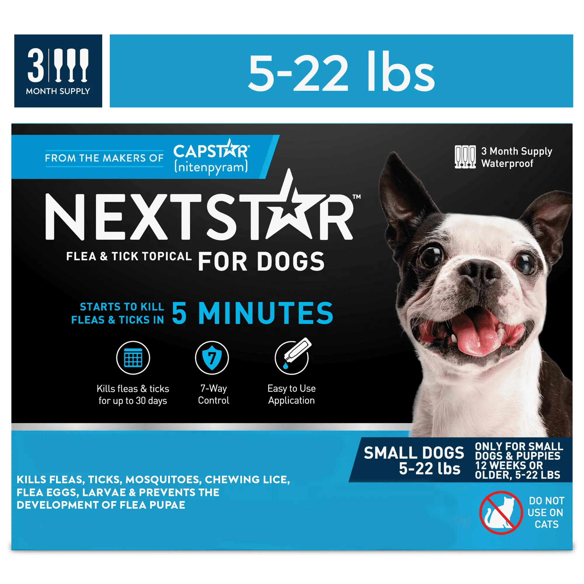 NextStar Flea & Tick Topical Prevention for Small Dogs 5-22 lbs. 3-Month Supply