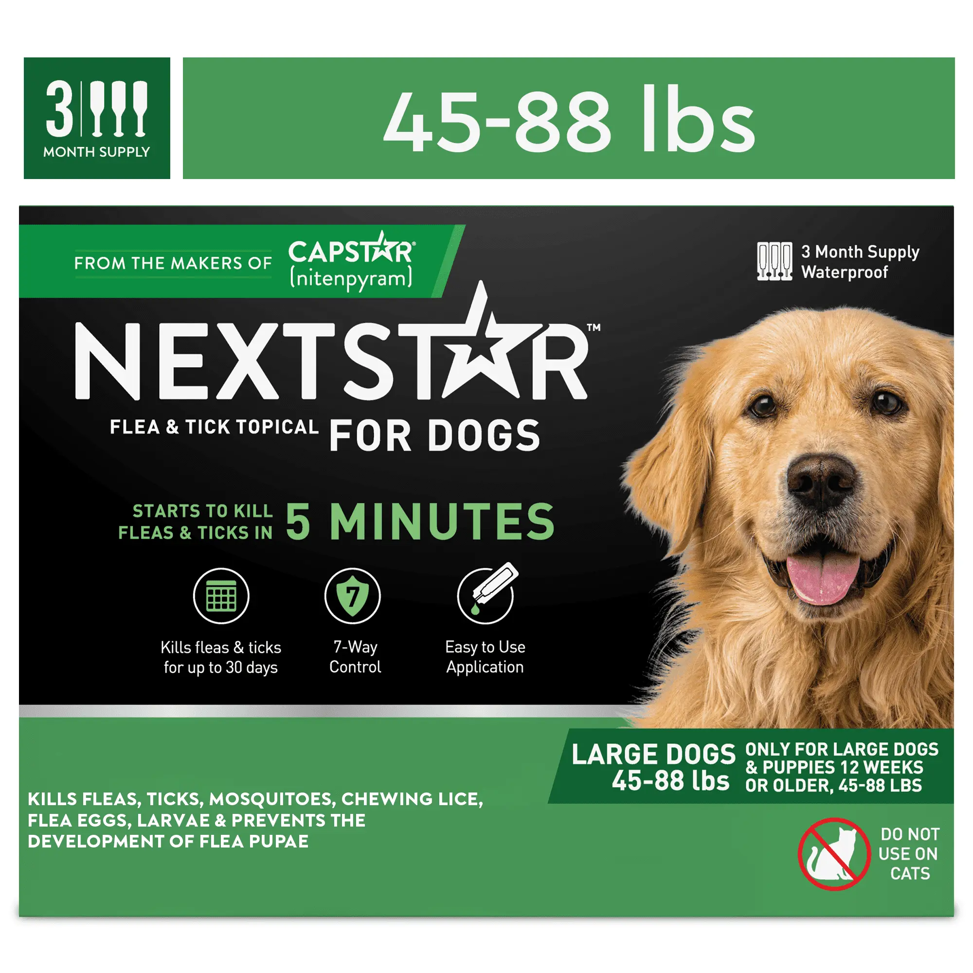 NextStar Fleas & Tick Topical Prevention for Large Dogs 45-88 lbs. 3 Month Supply