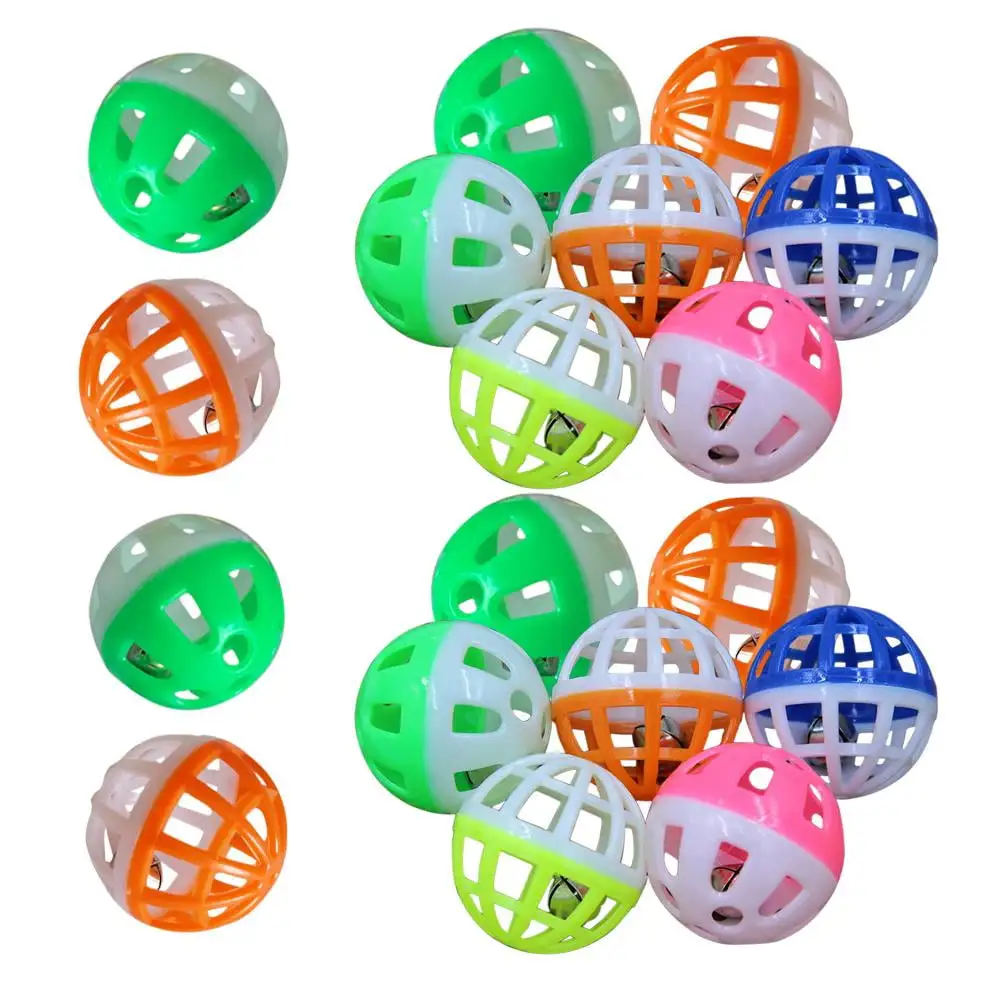 Niovtt 18Pcs Pet Cat Kitten Play Balls With Jingle Bell Pounce Chase Rattle Toy