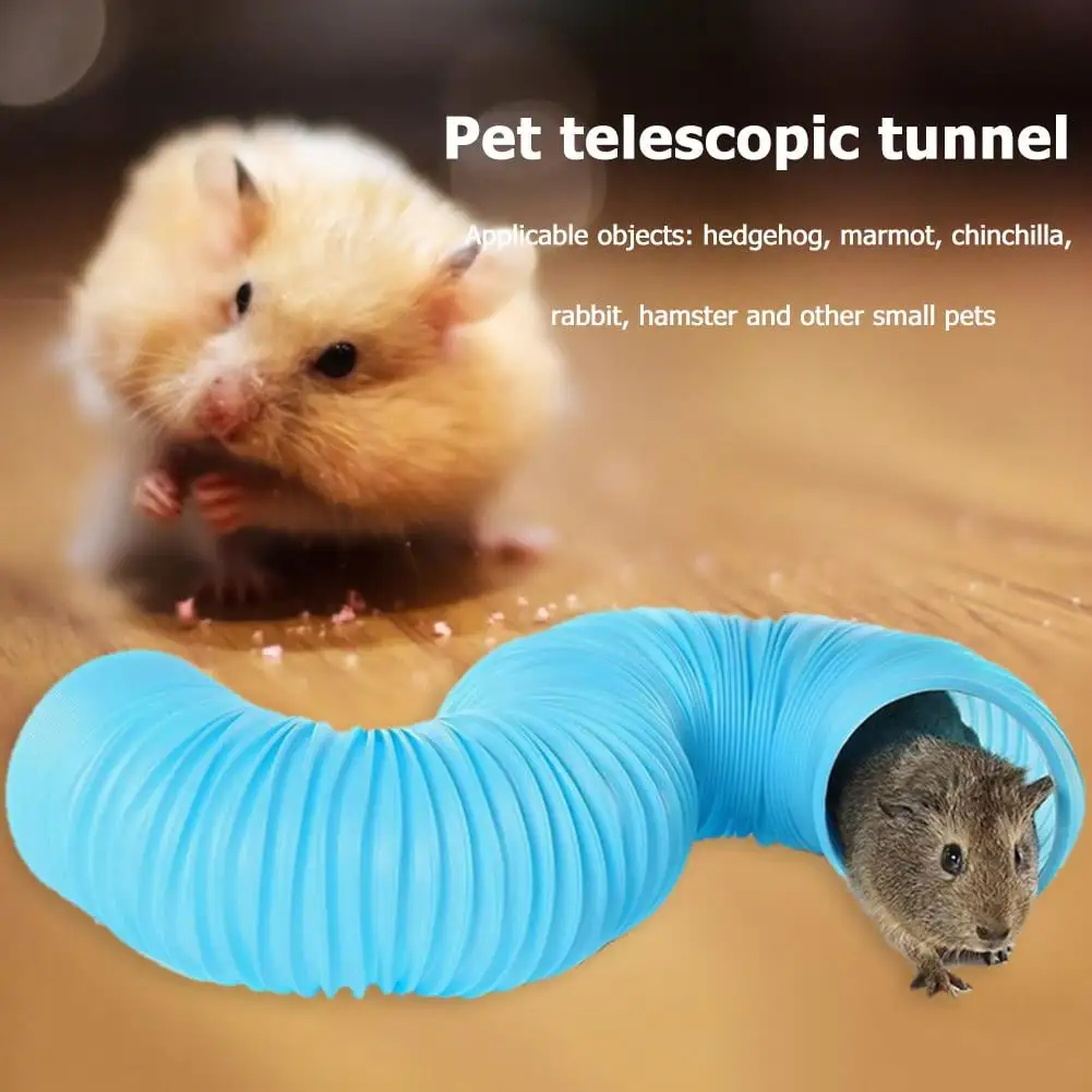 Niovtt Small Pet Collapsible Tunnel Tube for Rabbit Ferret Guinea Pig Toy (Blue)