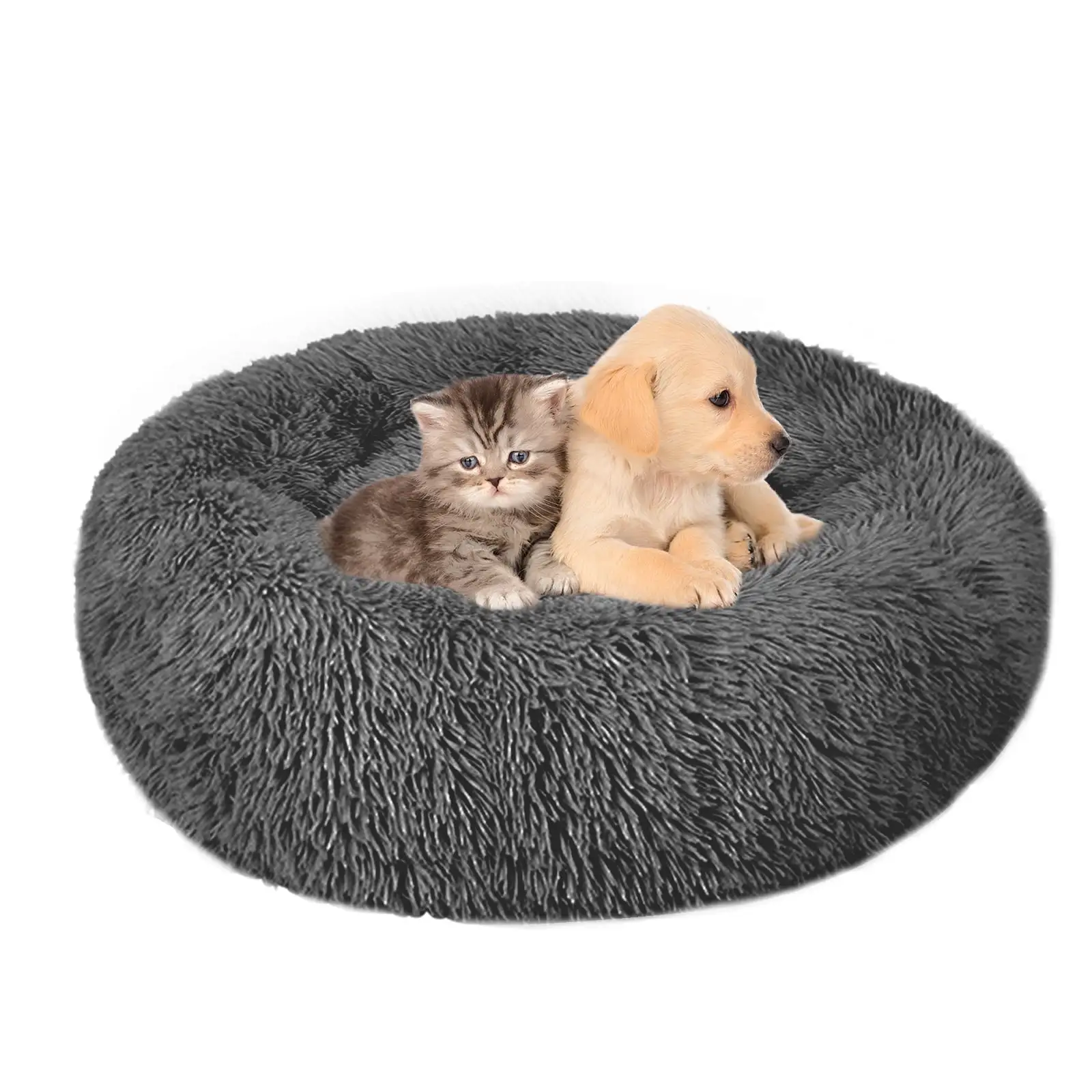 Nisrada Dog Bed & Cat Bed. Anti-Anxiety Puppy Bed Warming Cozy Round Soft Pet Bed. Machine Washable Calming Donut Bed