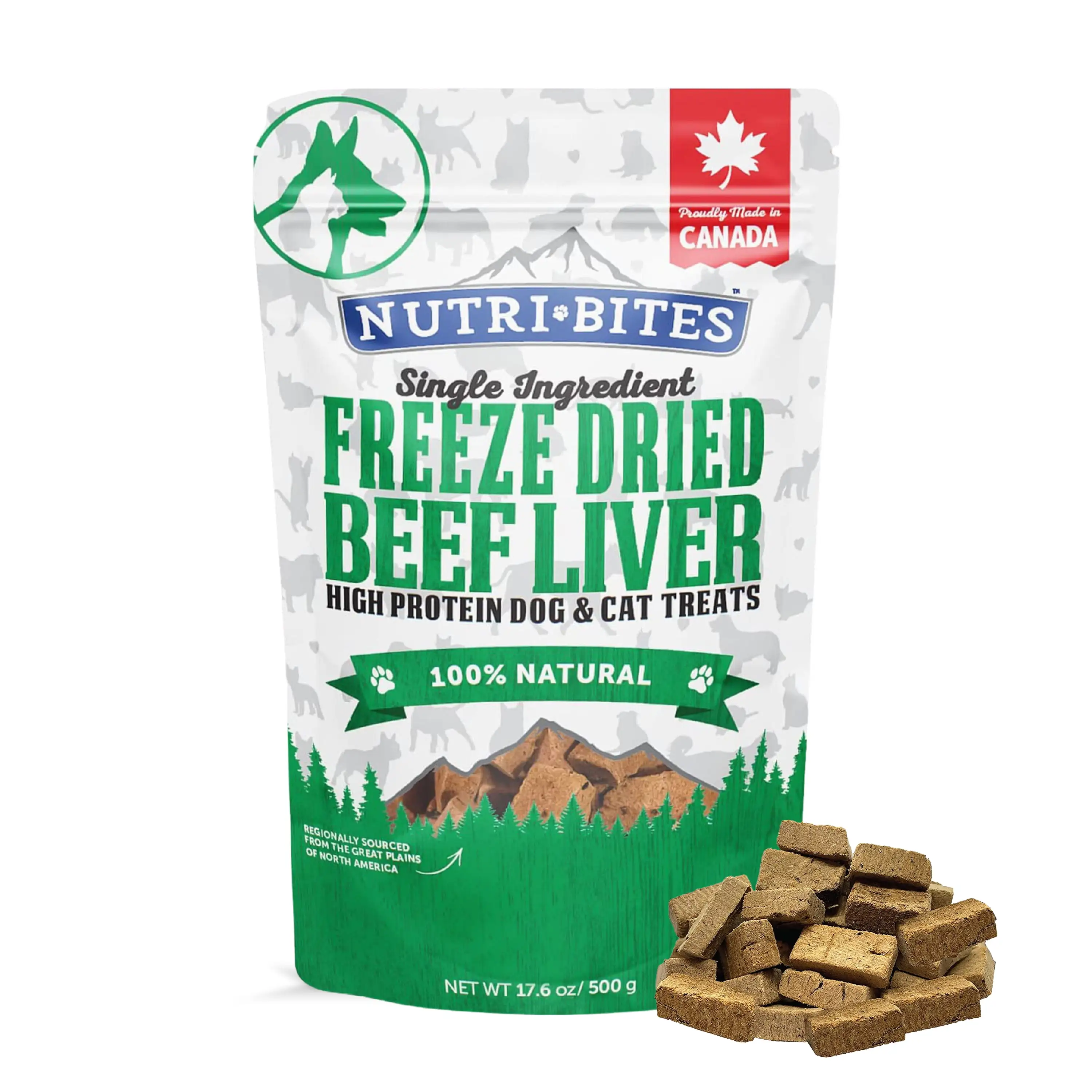 Nutri Bites Freeze Dried Liver Treats for Dogs and Cats - High-Protein Single Ingredient Freeze Dried Dog Treats ( Beef Liver ) - Grain Free. Easy to Digest - Proudly Made in Canada - 500g / 17.6 oz