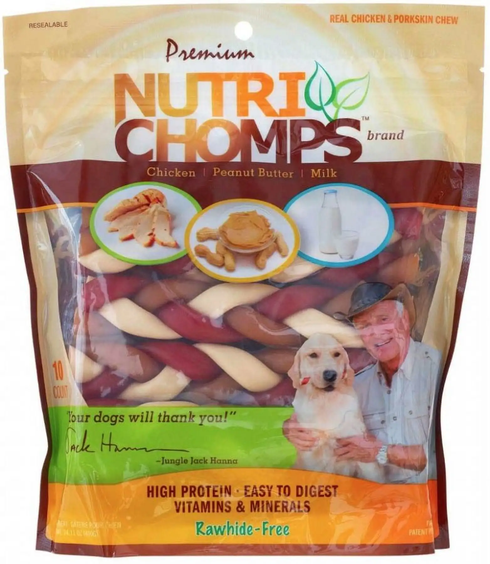 Nutri Chomps 6 in. Premium Mixed Flavor Braids Dog Chews