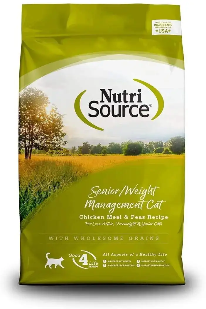 NutriSource Cat Senior Weight Management Chicken & Peas Formula 16Lb