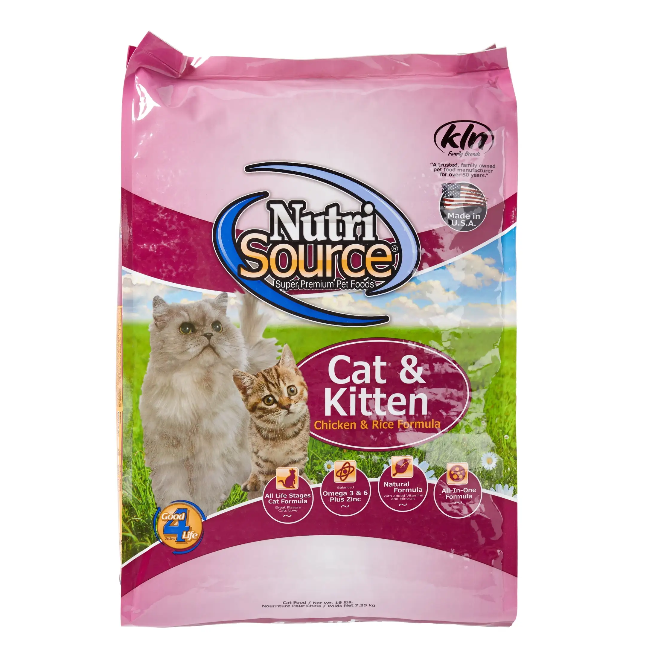 NutriSource Chicken & Rice Flavor Dry Cat Food for Kitten. 16 lb. Bag